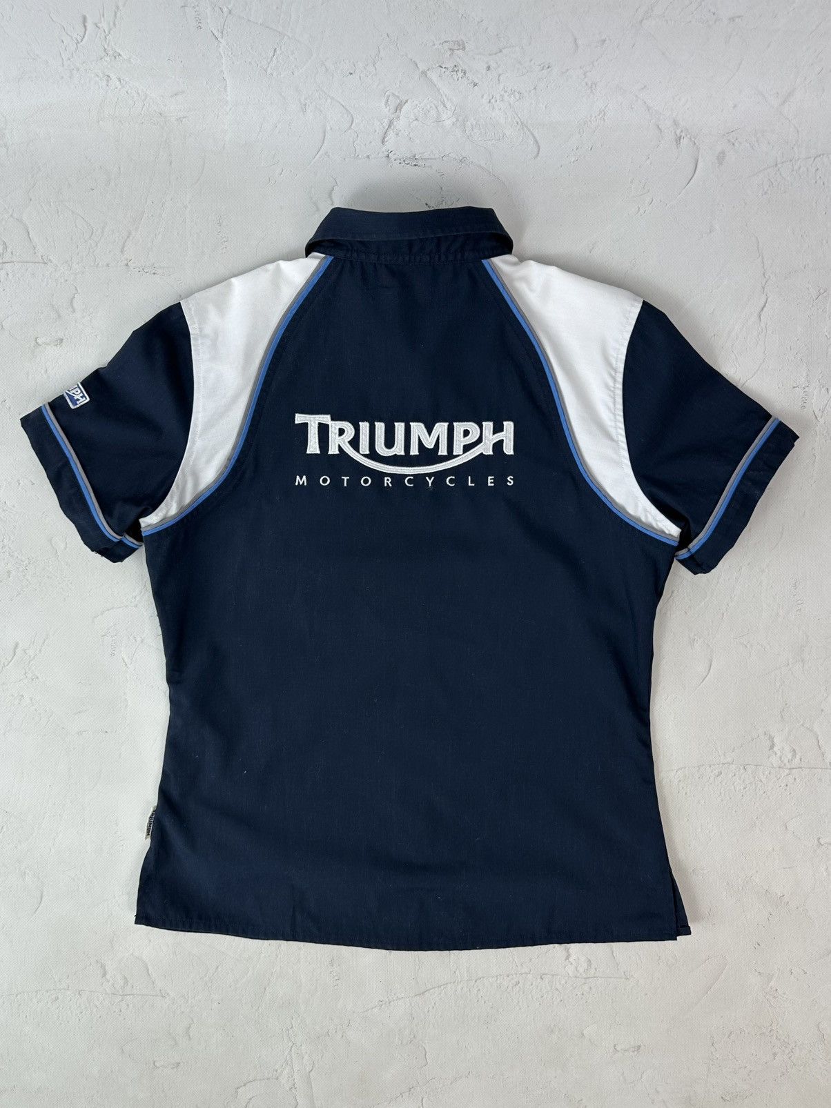 Vintage Vintage Triumph Motorcycle Navy Shirt Size S / US 4 / IT 40 - 1 Thumbnail
