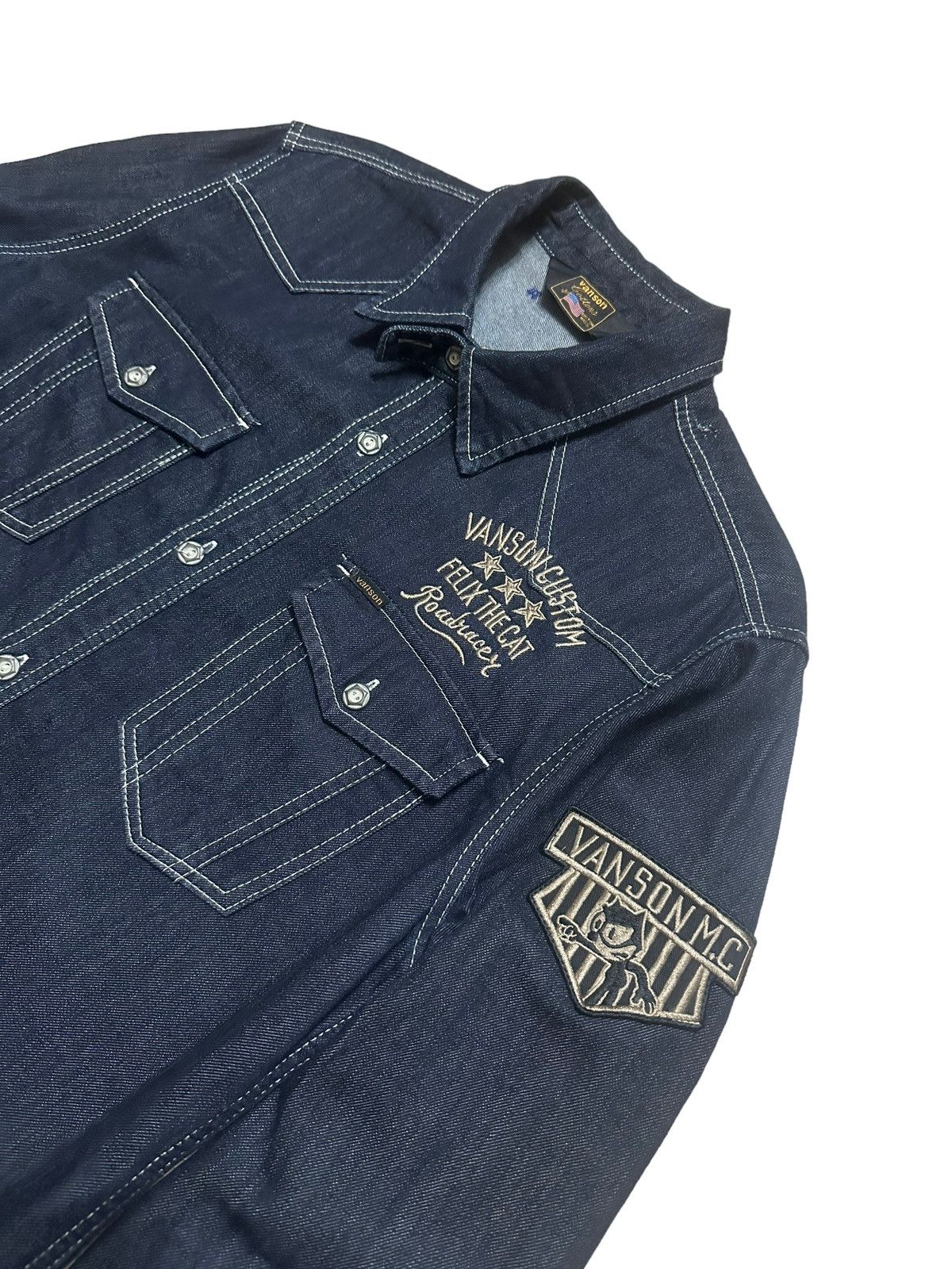 Vanson Leathers Vanson Leather Felix The Cap Embroidery Denim Shirts Size US M / EU 48-50 / 2 - 5 Thumbnail