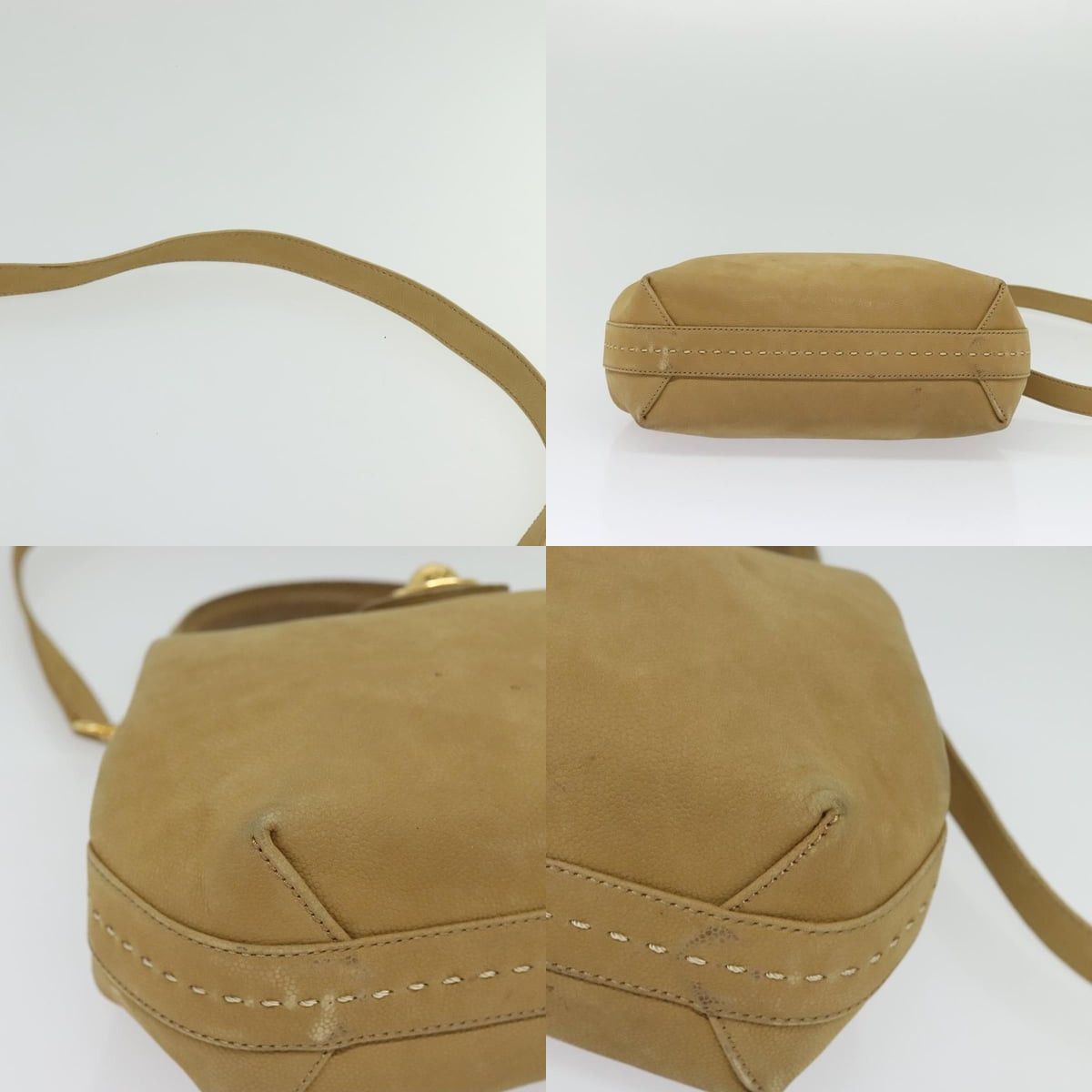 Celine CELINE Hand Bag Leather Beige Gold Size ONE SIZE - 10 Thumbnail