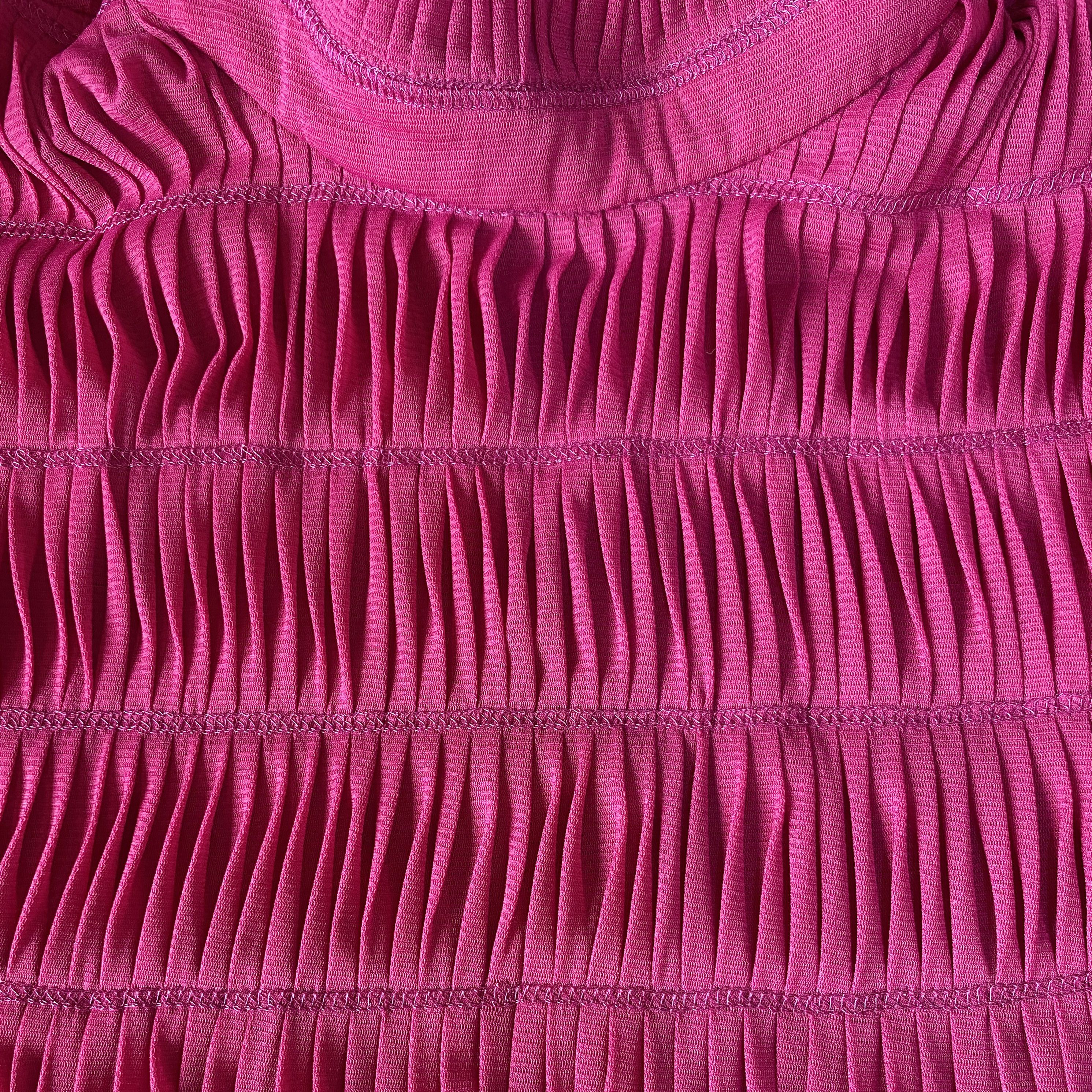 Vivienne Tam Pink Gathered Pleated High Neck Top Size XS / US 0-2 / IT 36-38 - 5 Thumbnail