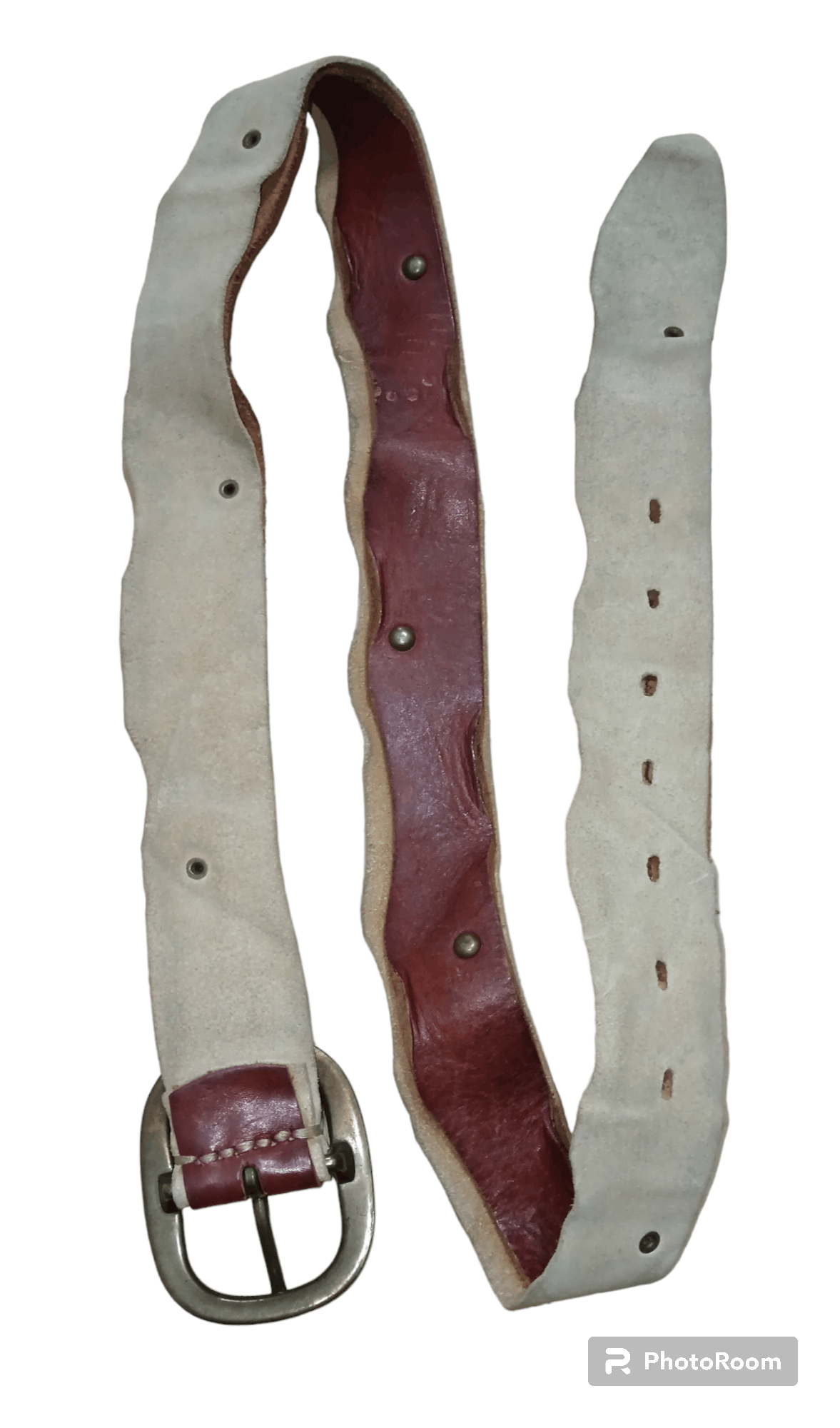 Genuine Leather CUSTOM DOUBLE LAYER STUDDED LEATHER BELT Size 38 - 1 Thumbnail