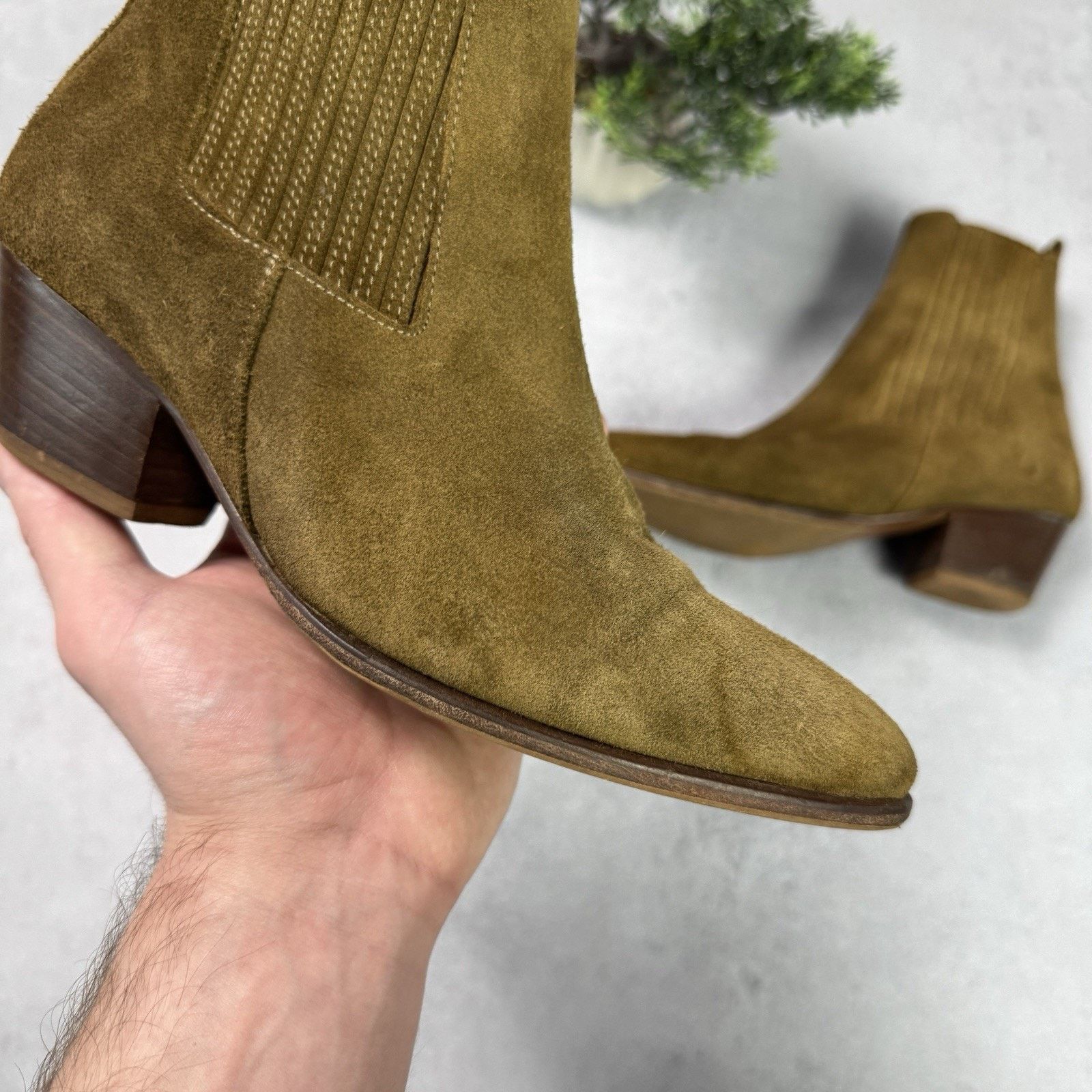 Sandro Sandro Women Western Boots Suede Brown Size 37 US 7 Size US 7 / IT 37 - 4 Thumbnail