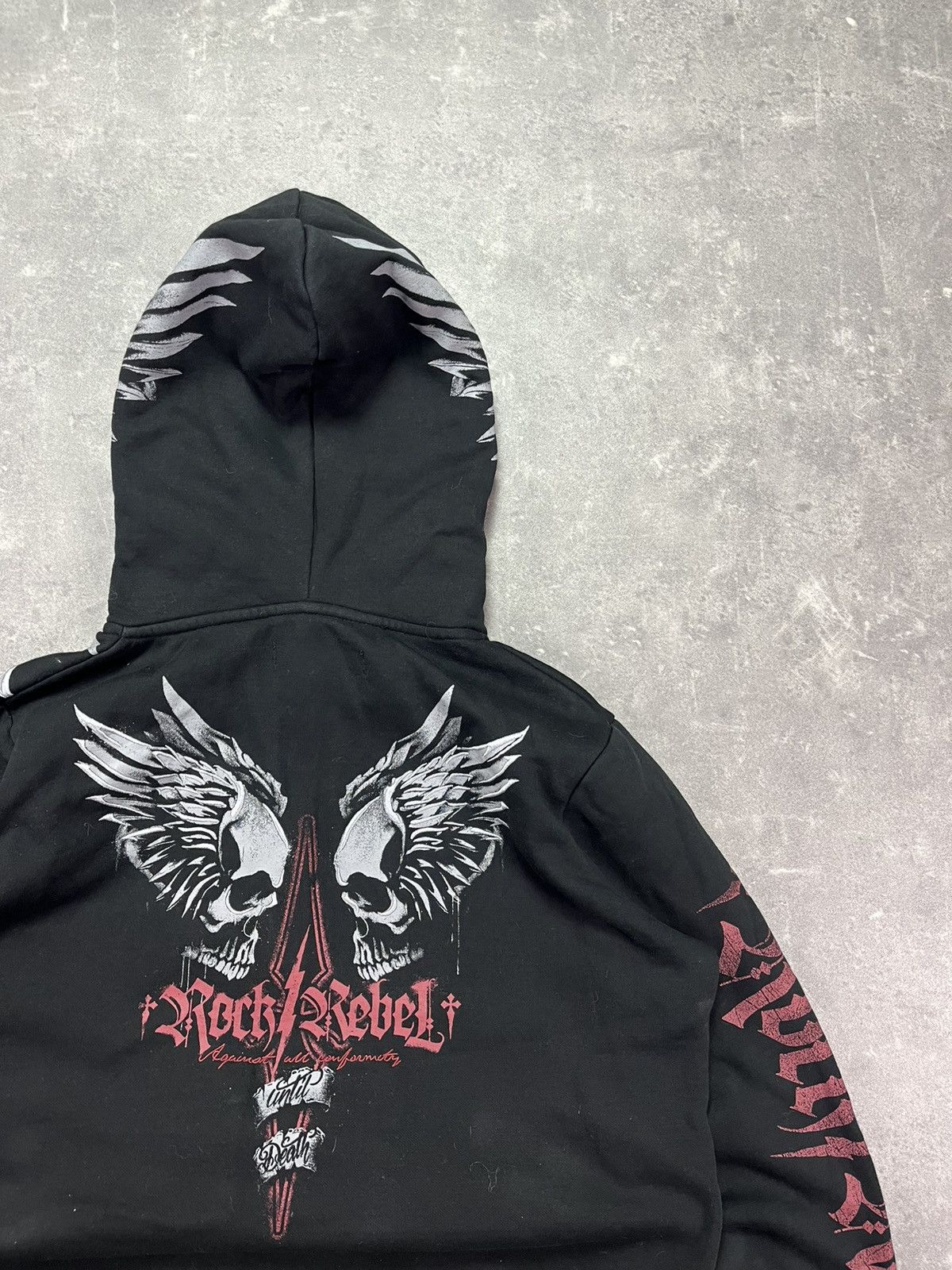 Japanese Brand Rock Rebel Printed Zip Hoodie XL Metal Affliction Rare Size US XL / EU 56 / 4 - 16 Thumbnail