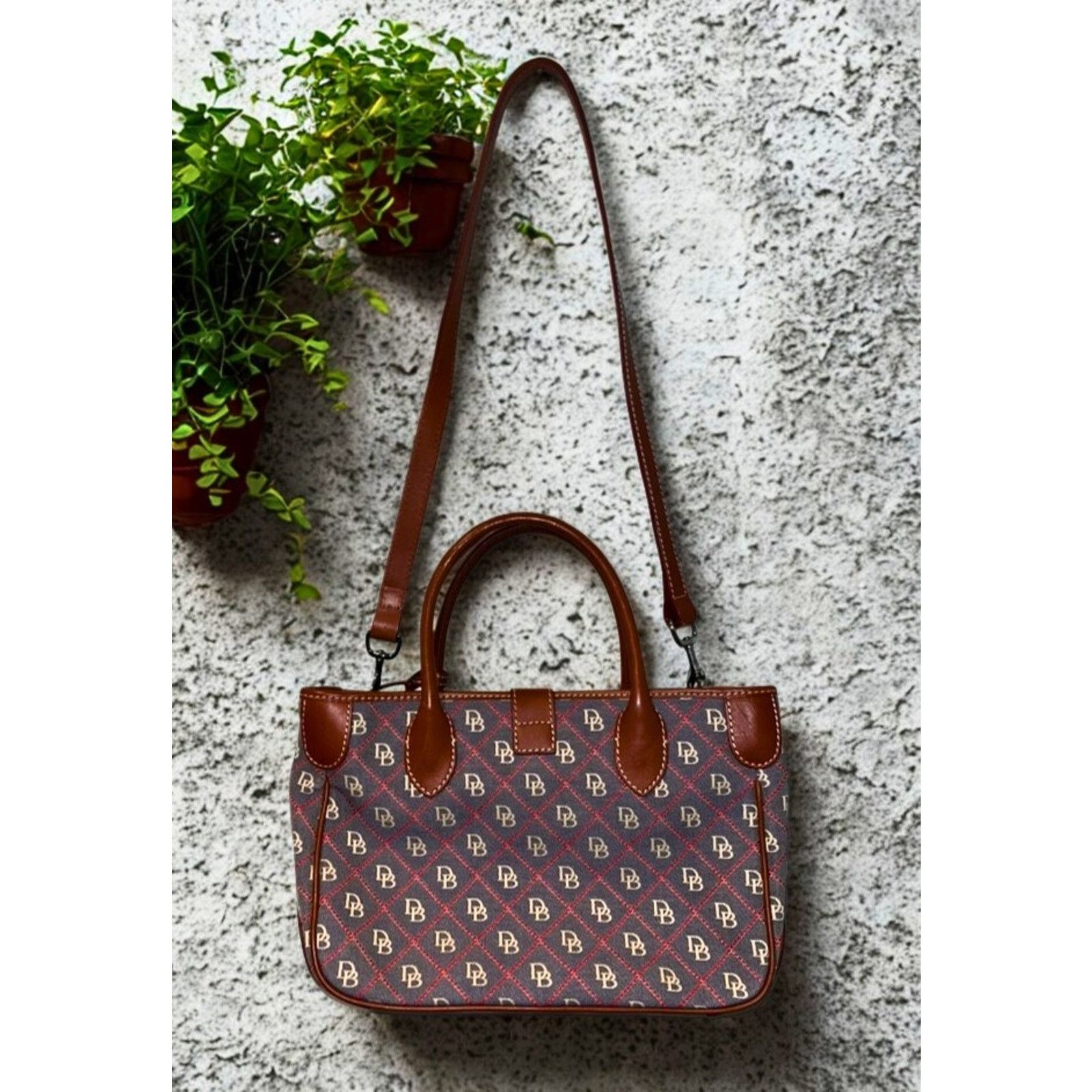 Dooney & Bourke Dooney & Bourke Monogram Canvas Leather Tote Shoulder Bag Size ONE SIZE - 2 Thumbnail