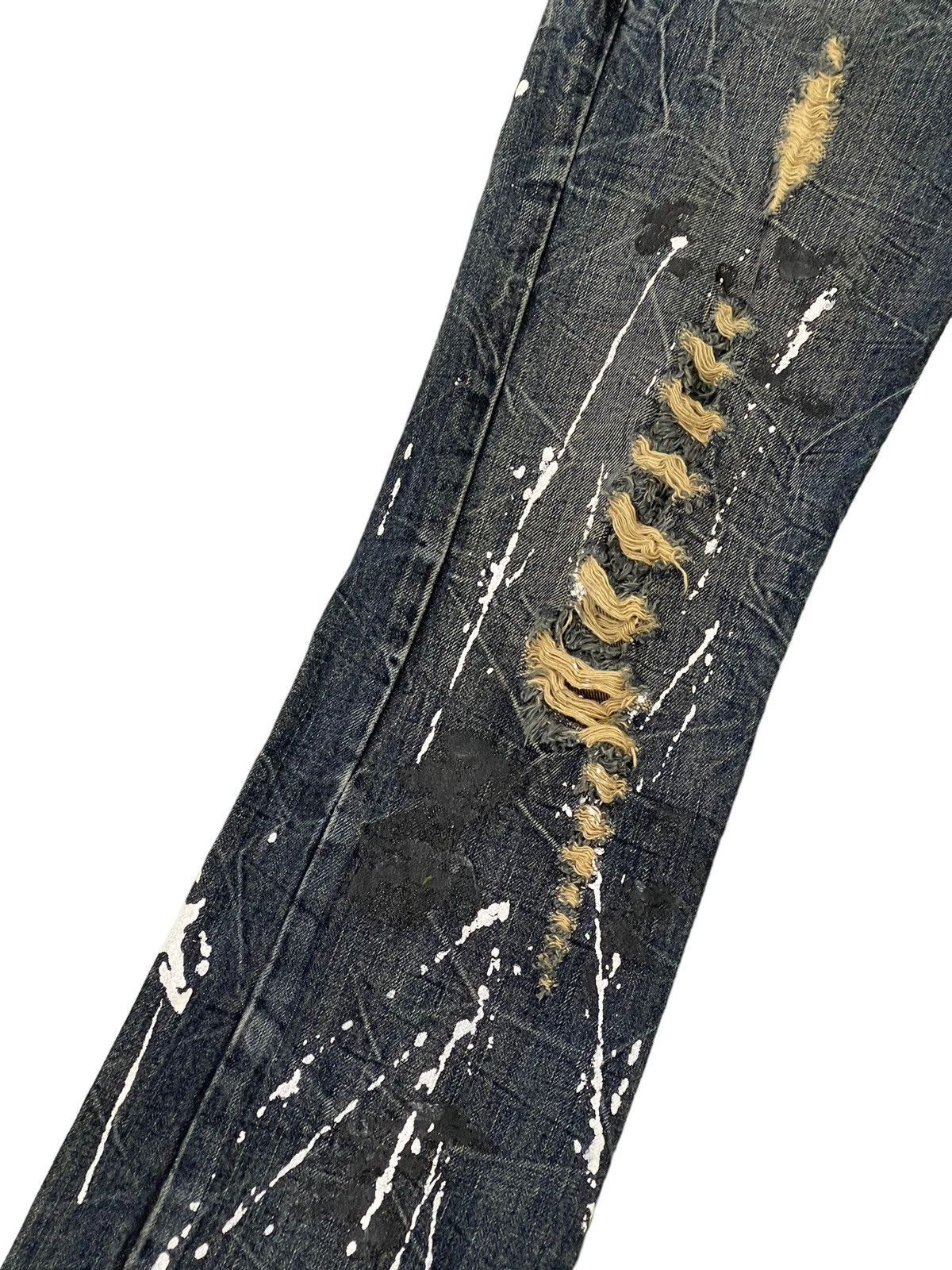 Japanese Brand Flare Jeans Glad News Distress Paint Splash Low Rise 7🟦4 Size US 32 / EU 48 - 6 Thumbnail