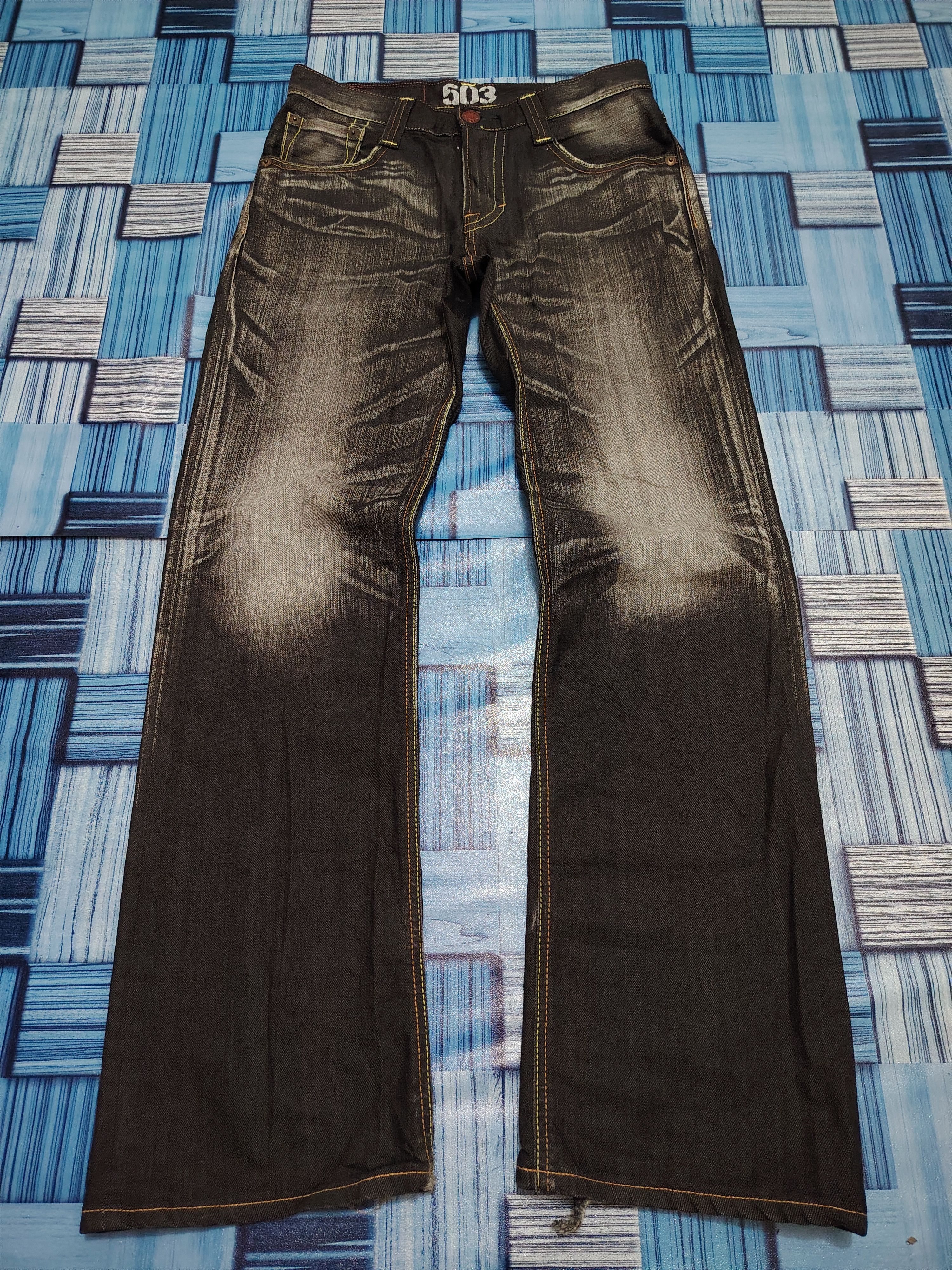 Edwin Japanese Edwin 503 Blue Trip Black Flared Jeans Size US 30 / EU 46 - 5 Thumbnail