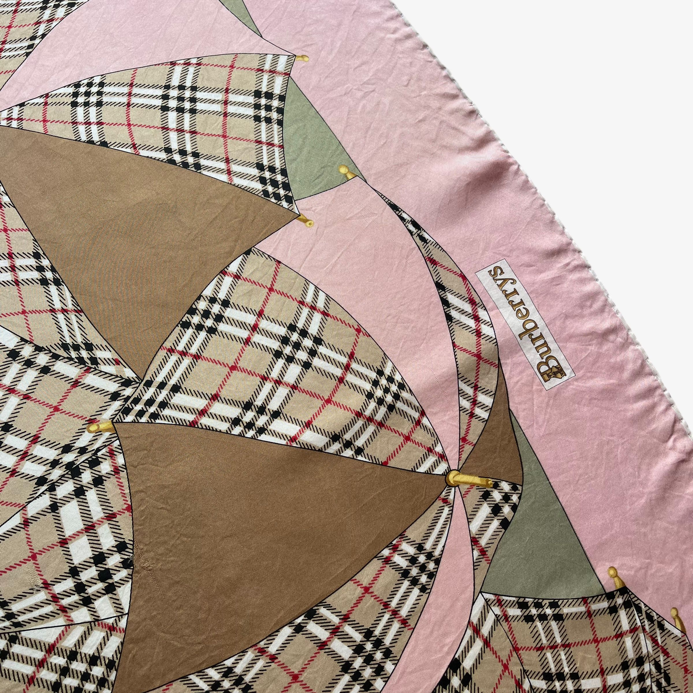 Burberry Vintage 80s Burberry Nova Check Umbrella Print Silk Scarf Size ONE SIZE - 5 Thumbnail