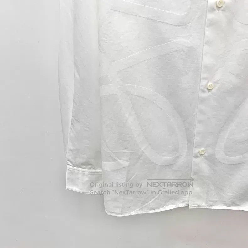 Loewe Loewe White Logo Printed Cotton Collar Long Sleeve Button- Size XS / US 0-2 / IT 36-38 - 4 Thumbnail