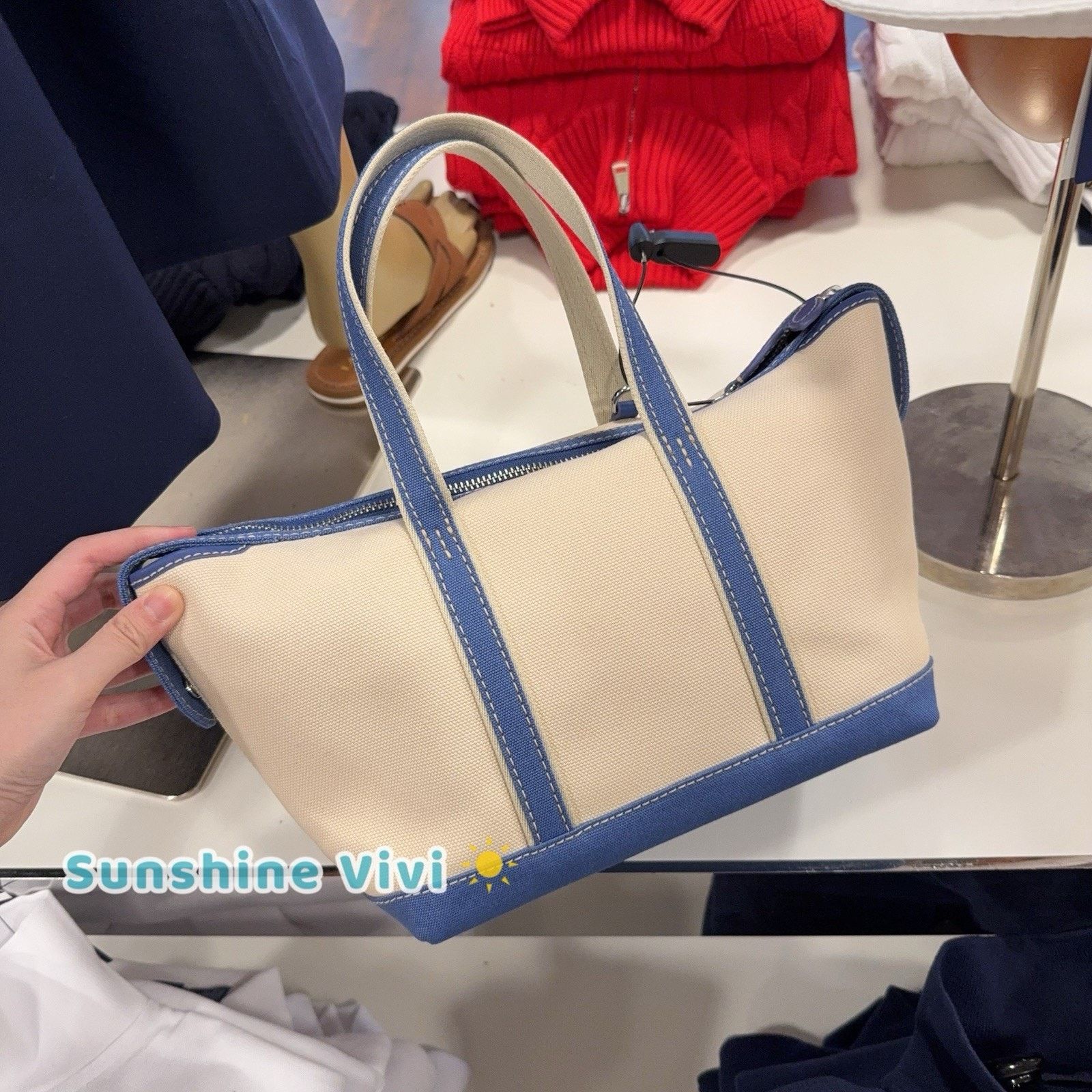 Polo Ralph Lauren NWT Polo Ralph Lauren Canvas Tote Bag Crossbody Ecru /blue Size ONE SIZE - 3 Thumbnail