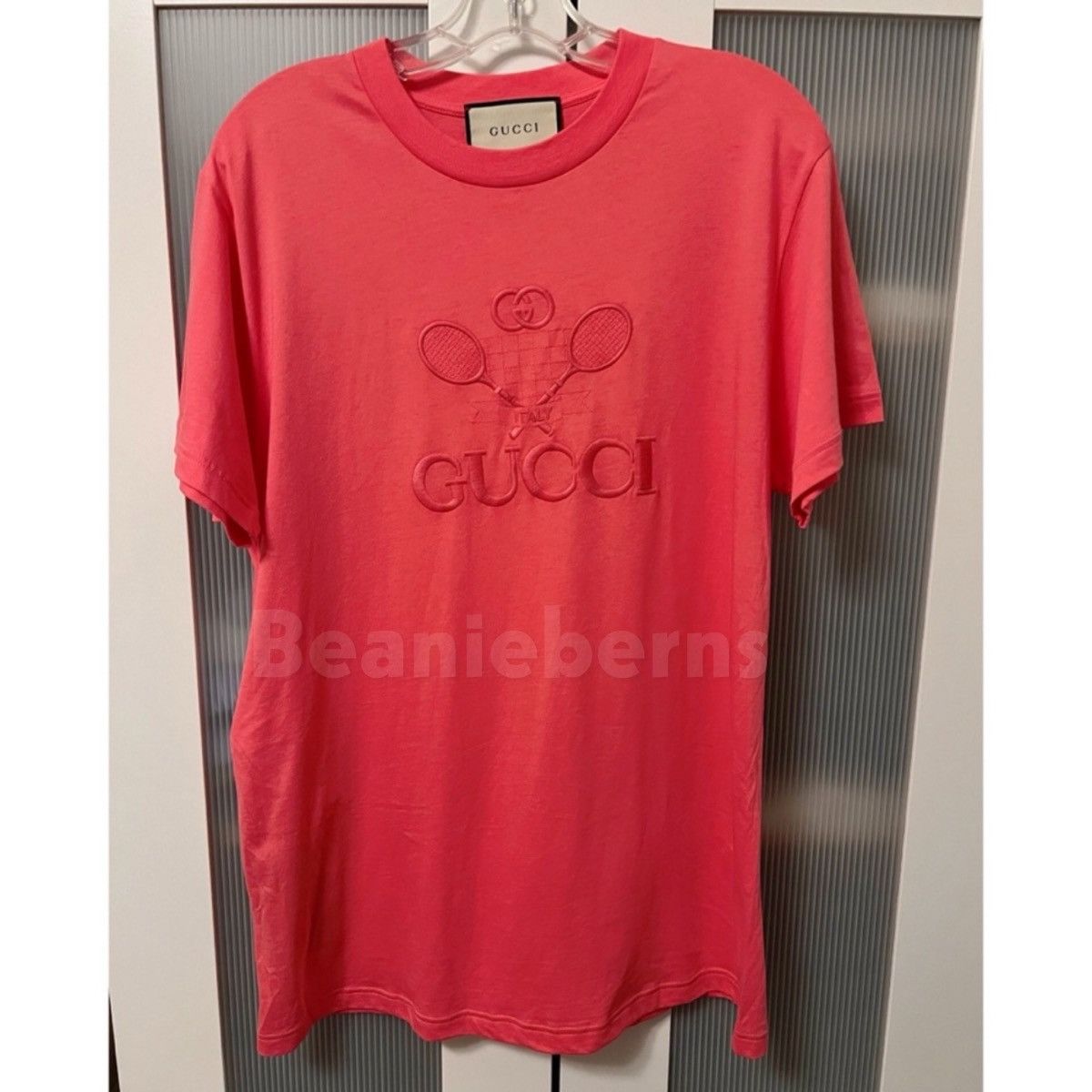 Gucci NWT Gucci T-Shirt Embroidered Tennis Cotton Jersey Tee Rose Size S / US 4 / IT 40 - 1 Thumbnail