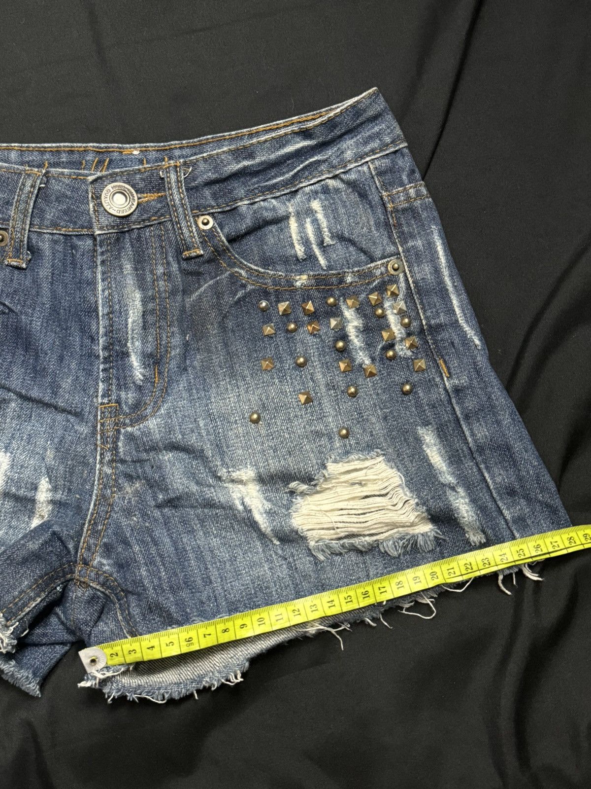 Beauty Beast × Hysteric Glamour × Japanese Brand Y2K Studded Distressed Japanese Vanilla Hot Pants Size 29" - 8 Thumbnail