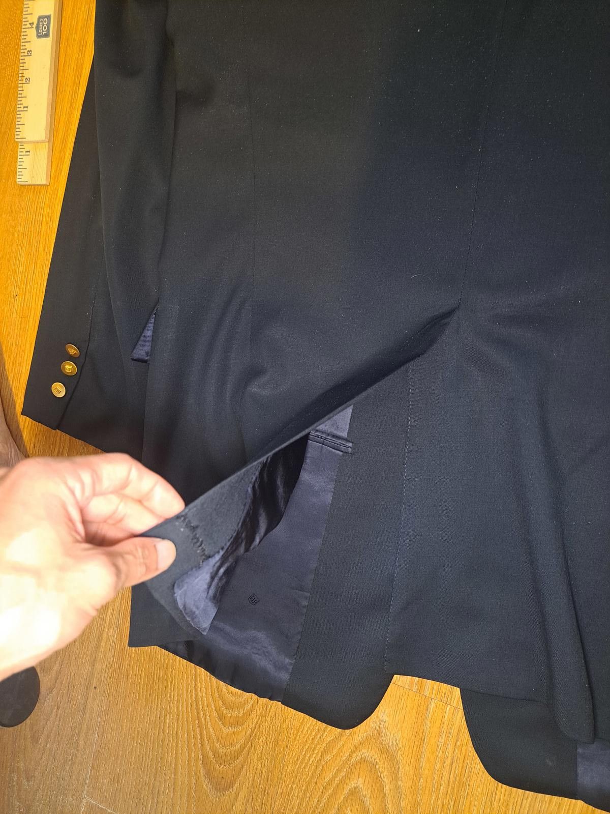 Hickey Freeman Hickey Freeman Blazer Mens 46L Black Gold Buttons Cashmere Size 46L - 7 Thumbnail