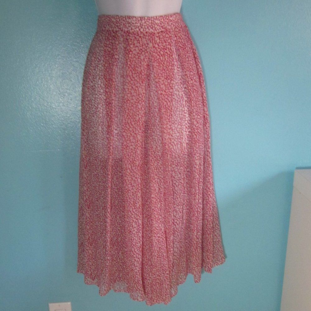 Vintage Red Pattern Lightweight Sheer Silk Culotte Summer Pants Size XS Size 25" / US 0 / IT 36 - 4 Thumbnail