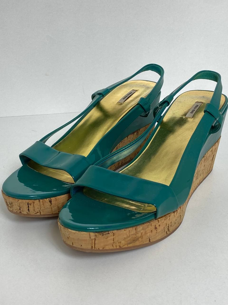 Miu Miu Miu Miu Heels Platform Wedge Patient Leather Sandals Size US 10 / IT 40 - 2 Thumbnail