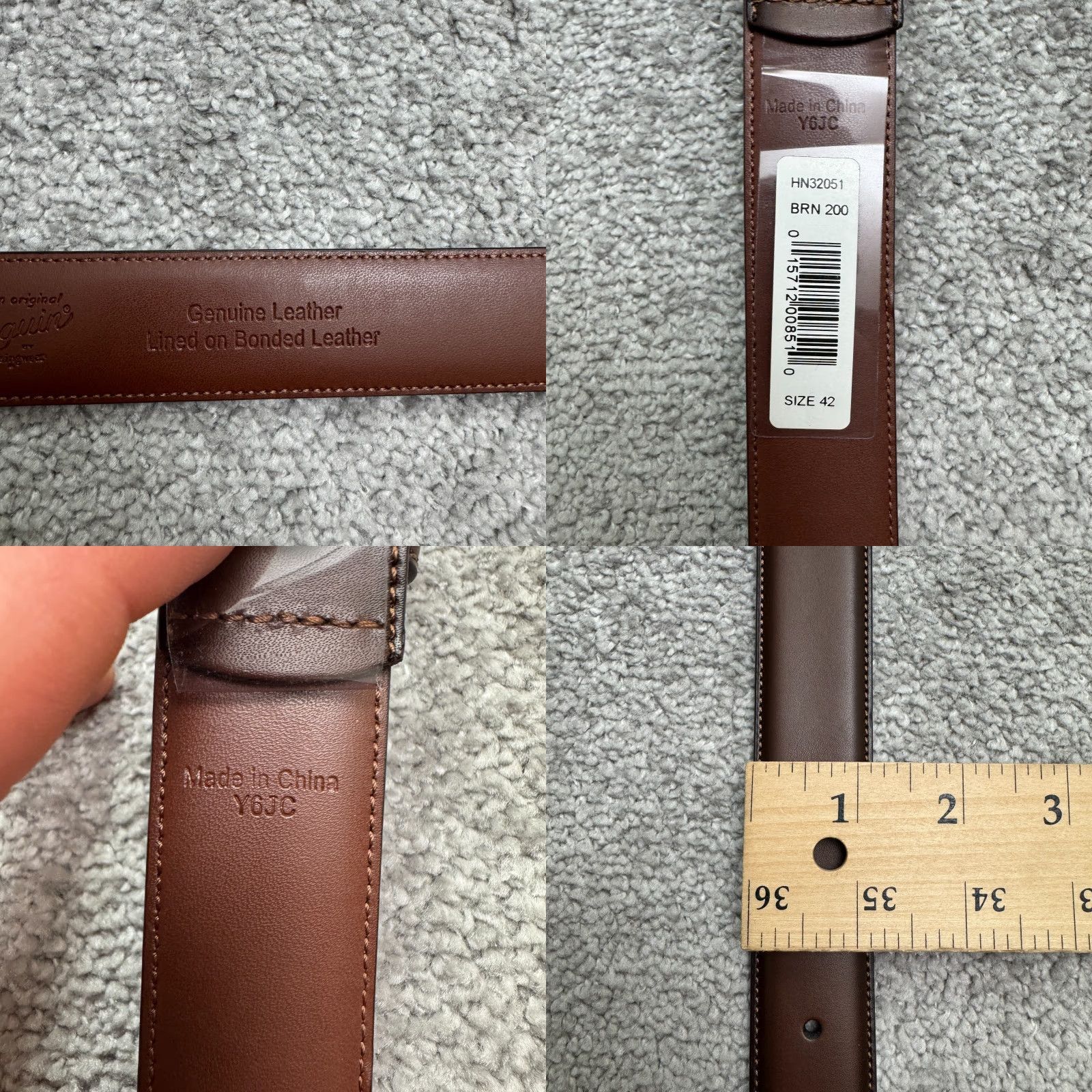 Vintage Penguin Belt Men's 42 Brown Leather Dress Work 1in Buckle Classic Vintage No Size 42 - 8 Thumbnail