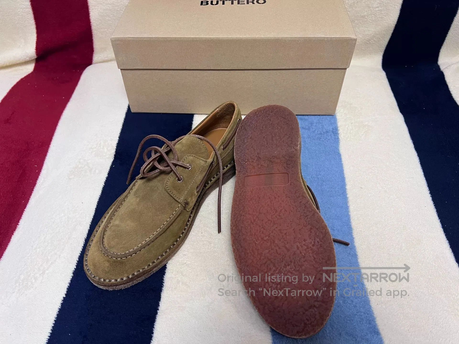 Buttero BUTTERO b9322 Deep Khaki Boat Shoes. Size US 7 / EU 40 - 5 Thumbnail