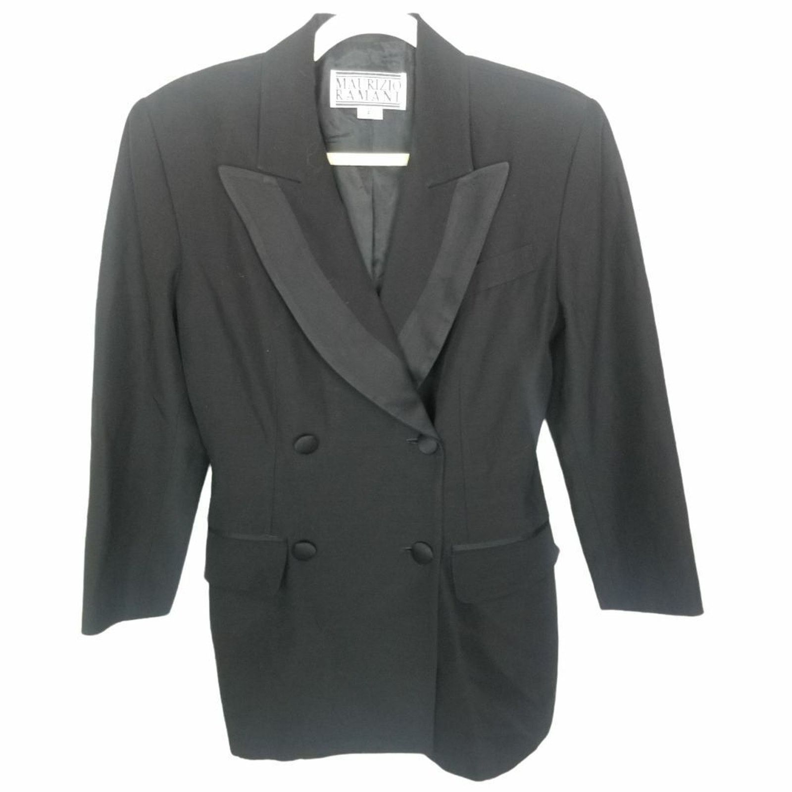 Vintage Vintage Maurizio Ramani Womens Wool Blazer Satin Lapel Sz 4 Size S / US 4 / IT 40 - 1 Thumbnail