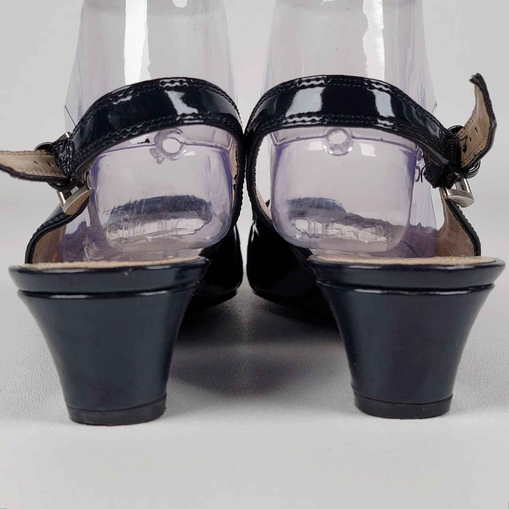 Ellen Tracy Ellen Tracy Black Dress Slingback Shoes ET - Jack Style Women's Size 9 M Slip-on Buckle Faux Leather Wedge Heel Shoes Womens Black 9M Size M / US 6-8 / IT 42-44 - 6 Thumbnail