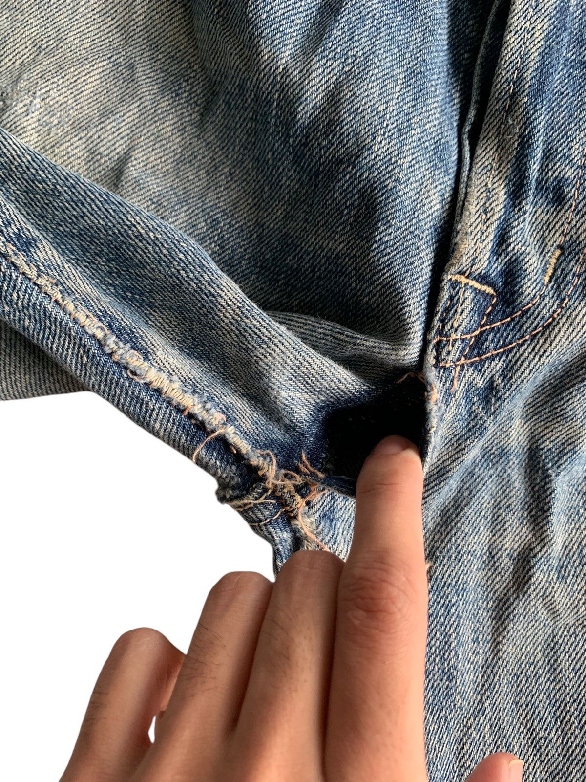 Japanese Brand × Vintage Omnigod Damage Rare Selvedge Distressed Denim☠️ Size US 32 / EU 48 - 16 Thumbnail