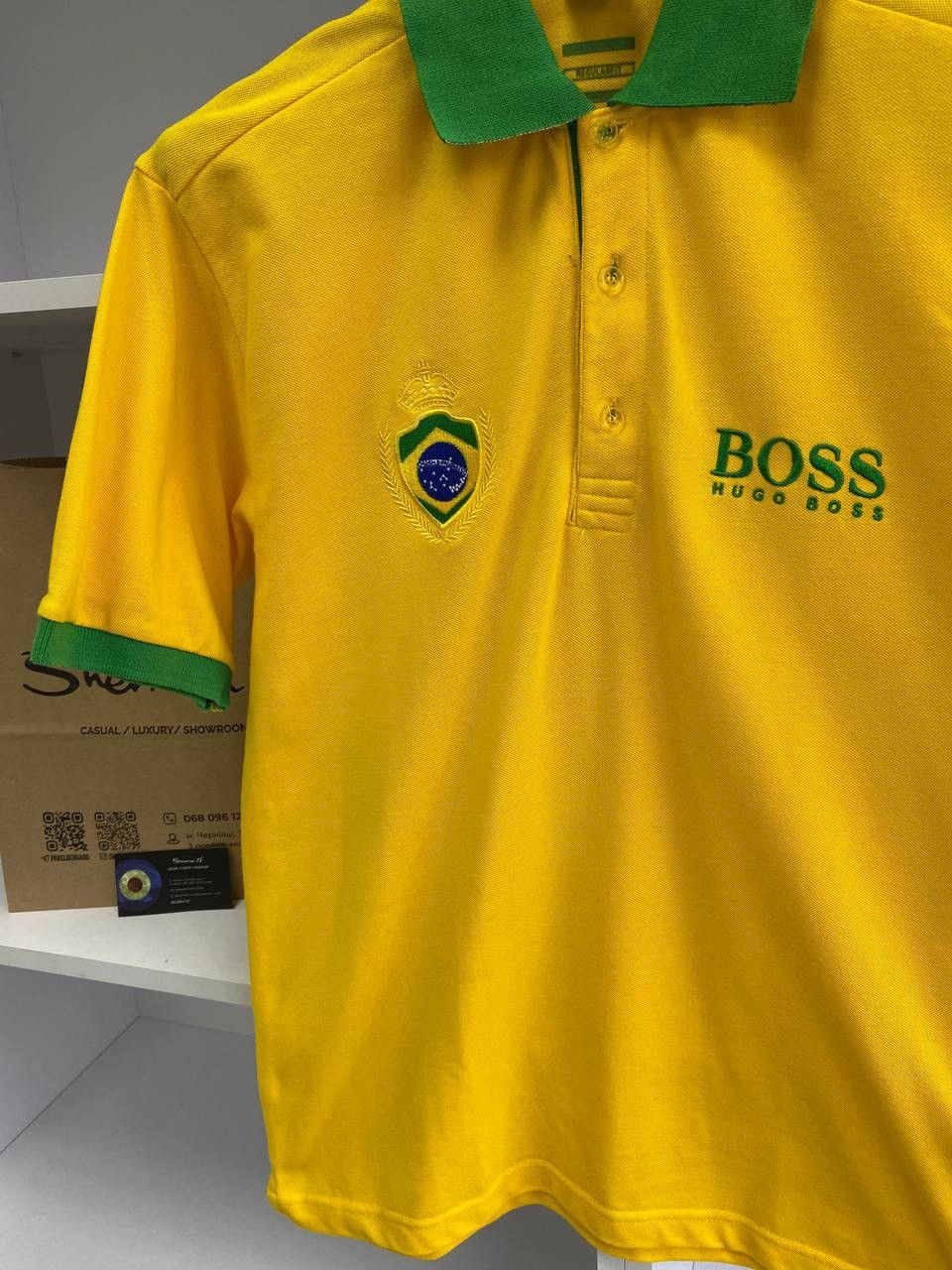 Hugo Boss × Penalty × Vintage Hugo Boss Yellow Brazil Polo T Shirt Logo Ralph Lauren style Size US L / EU 52-54 / 3 - 2 Thumbnail
