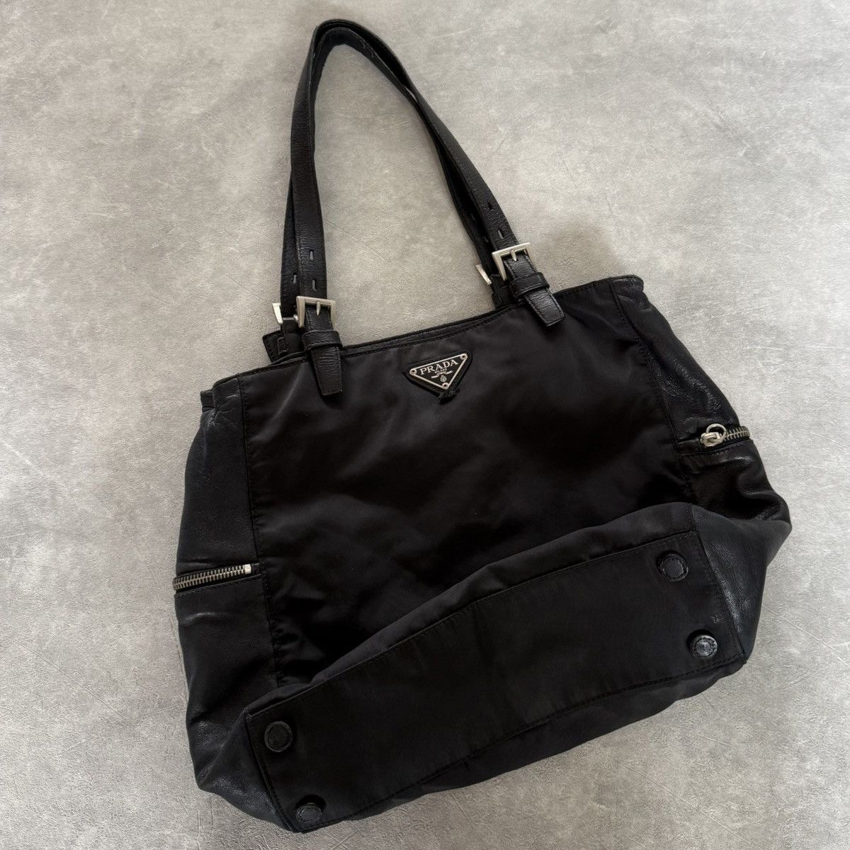 Prada Vintage Prada Tessuto Nylon Leather Tote Bag Size ONE SIZE - 3 Thumbnail