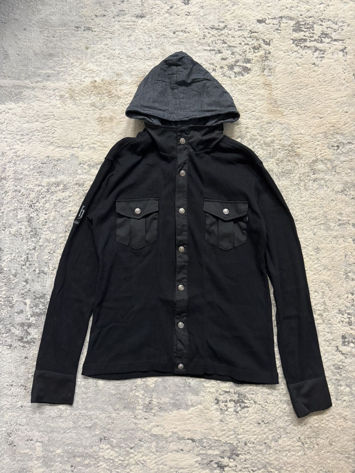Japanese Brand DJ Honda - Ribbed Longsleeve Layered Hoodie Size US S / EU 44-46 / 1 - 6 Thumbnail