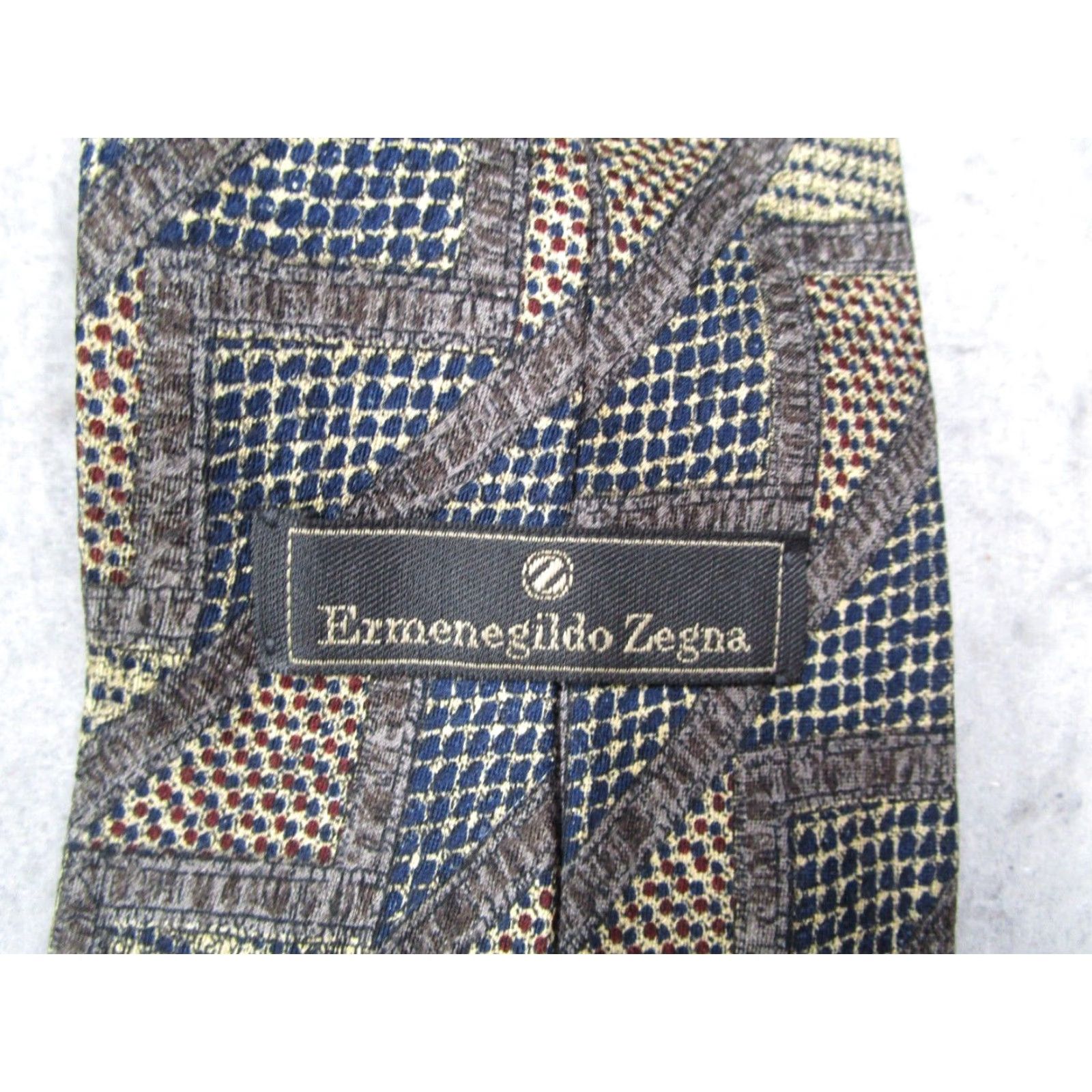 Ermenegildo Zegna ER MENEGILDO ZEGNA Tie Mens Brown Silk Neck Abstract Design Made in Italy Size ONE SIZE - 2 Thumbnail