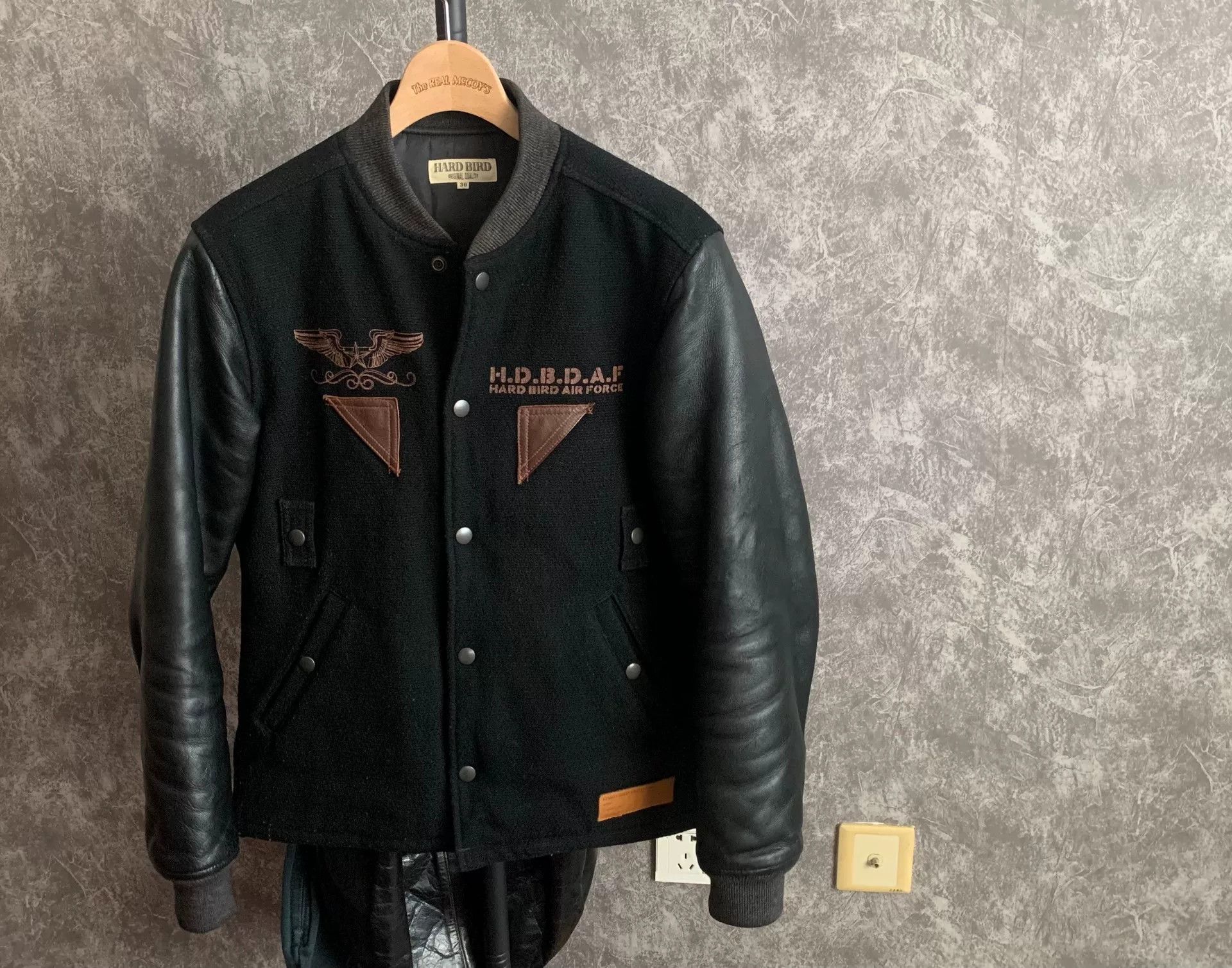 The Flat Head black wool leather baseball jacket Size US M / EU 48-50 / 2 - 1 Thumbnail