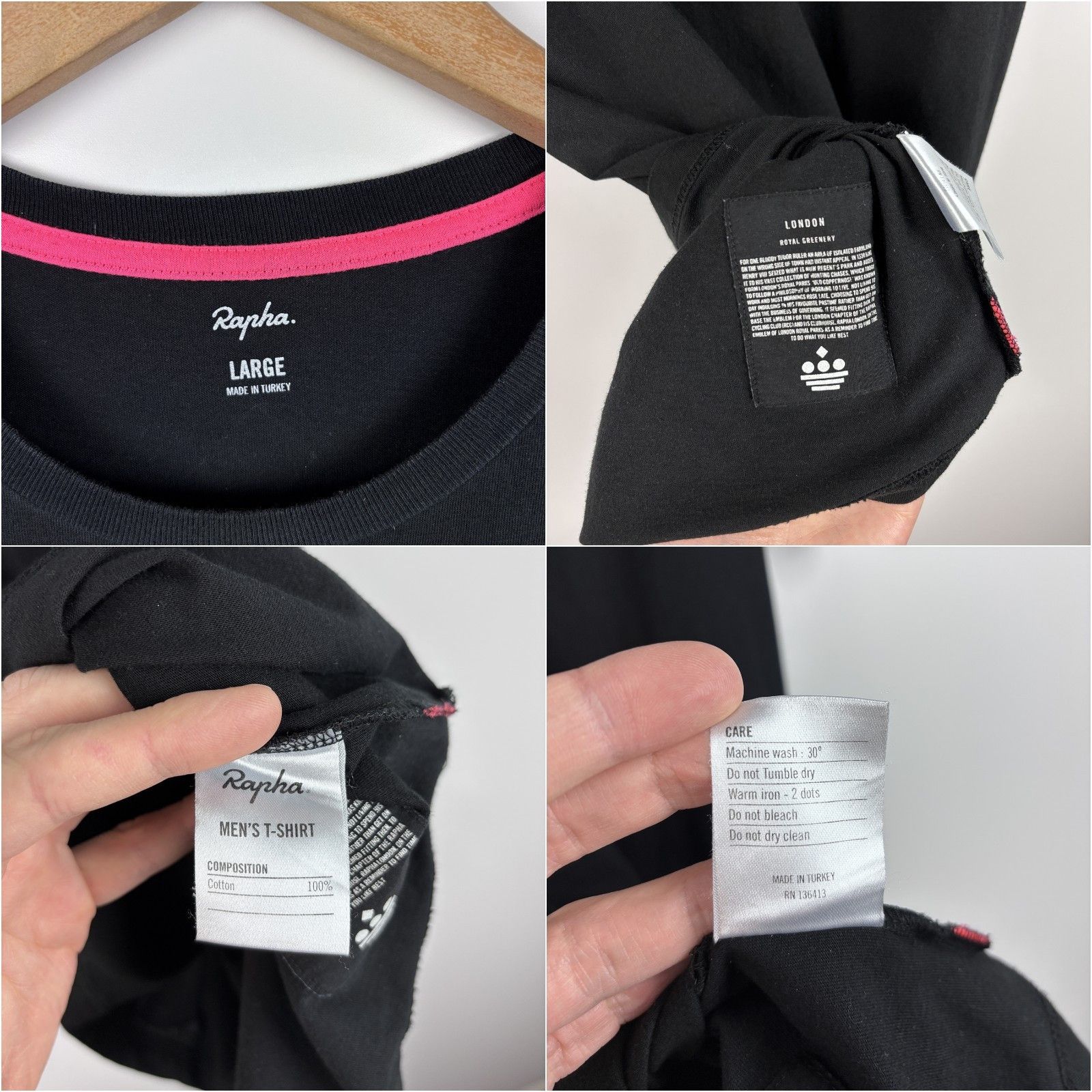 Rapha Mens Rapha London Crew Neck T-Shirt Black Size L Size US L / EU 52-54 / 3 - 9 Thumbnail