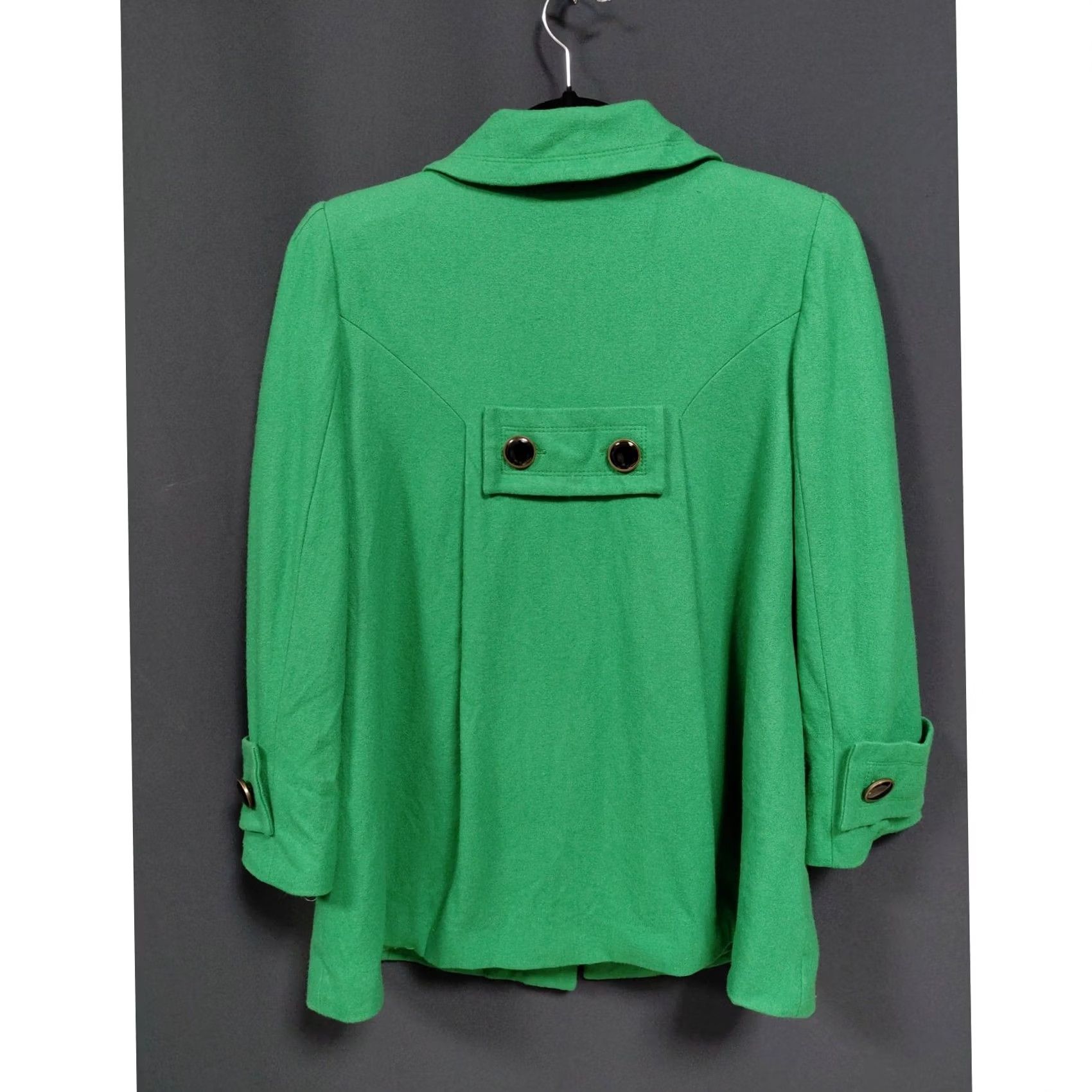 Worthington Worthington Green Wool Blend Coat Solid 3/4 Sleeve Women Size S Size S / US 4 / IT 40 - 2 Thumbnail