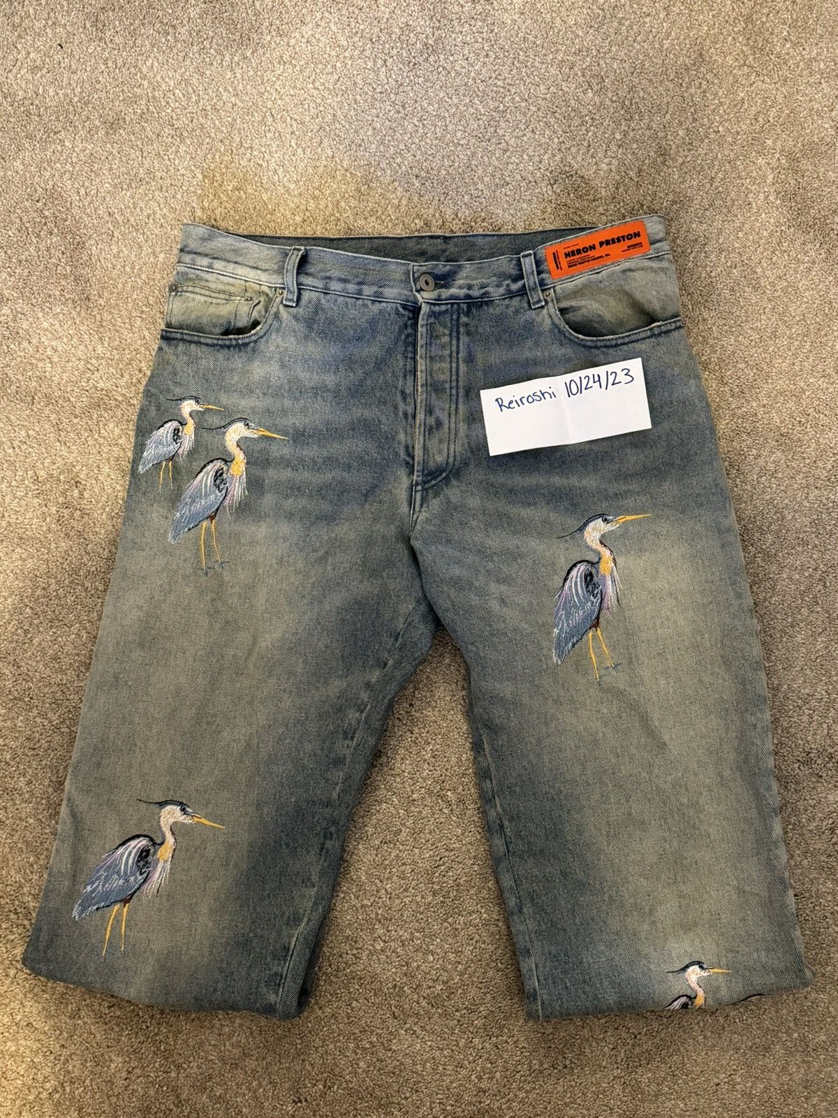 Heron Preston HERON PRESTON Embroidered herons jeans in light blue Size US 34 / EU 50 - 2 Thumbnail