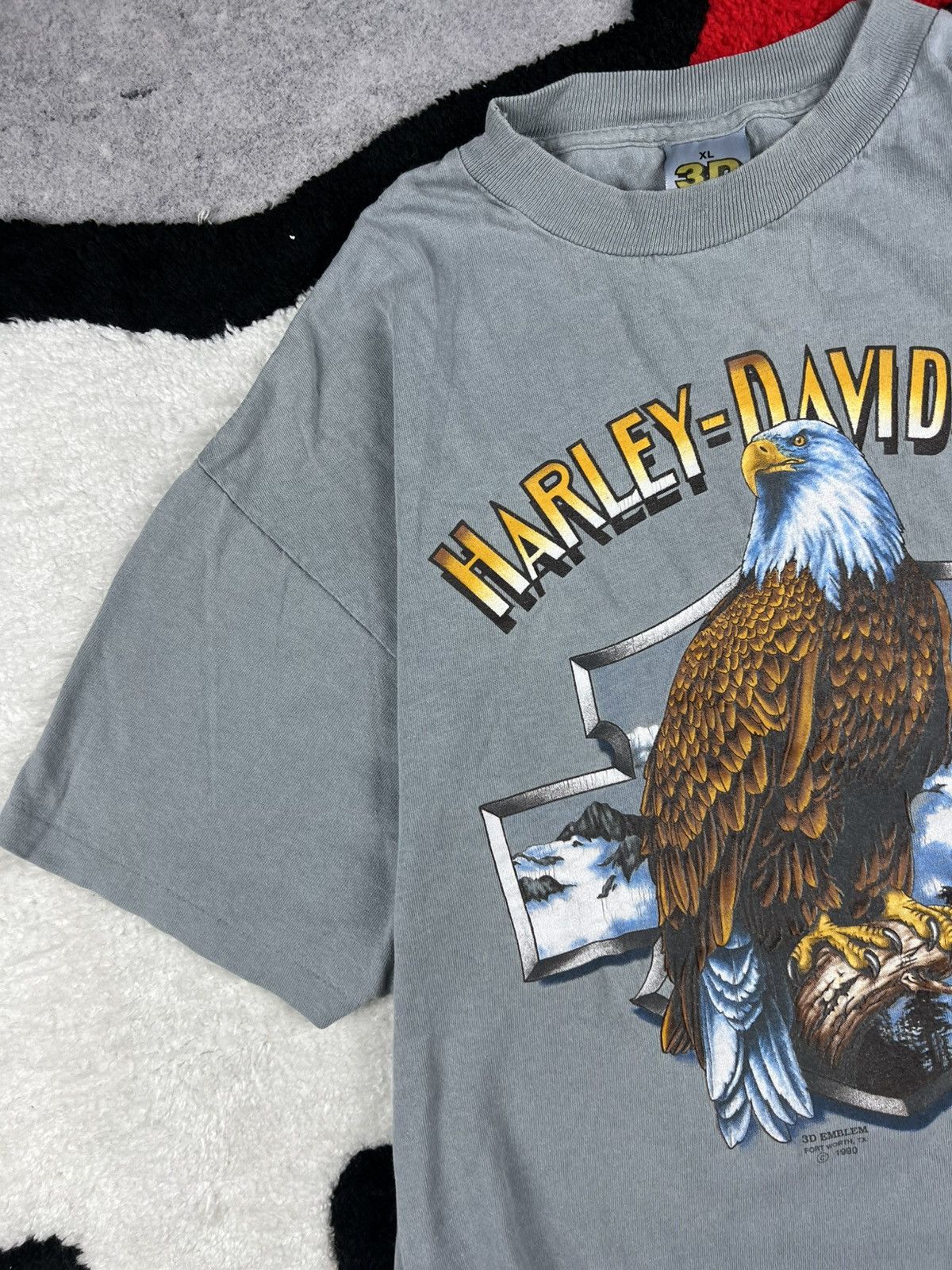 Harley Davidson Vintage Harley Davidson 1990 3D Emblem USA Eagle Y2K Tee Size US XL / EU 56 / 4 - 4 Thumbnail