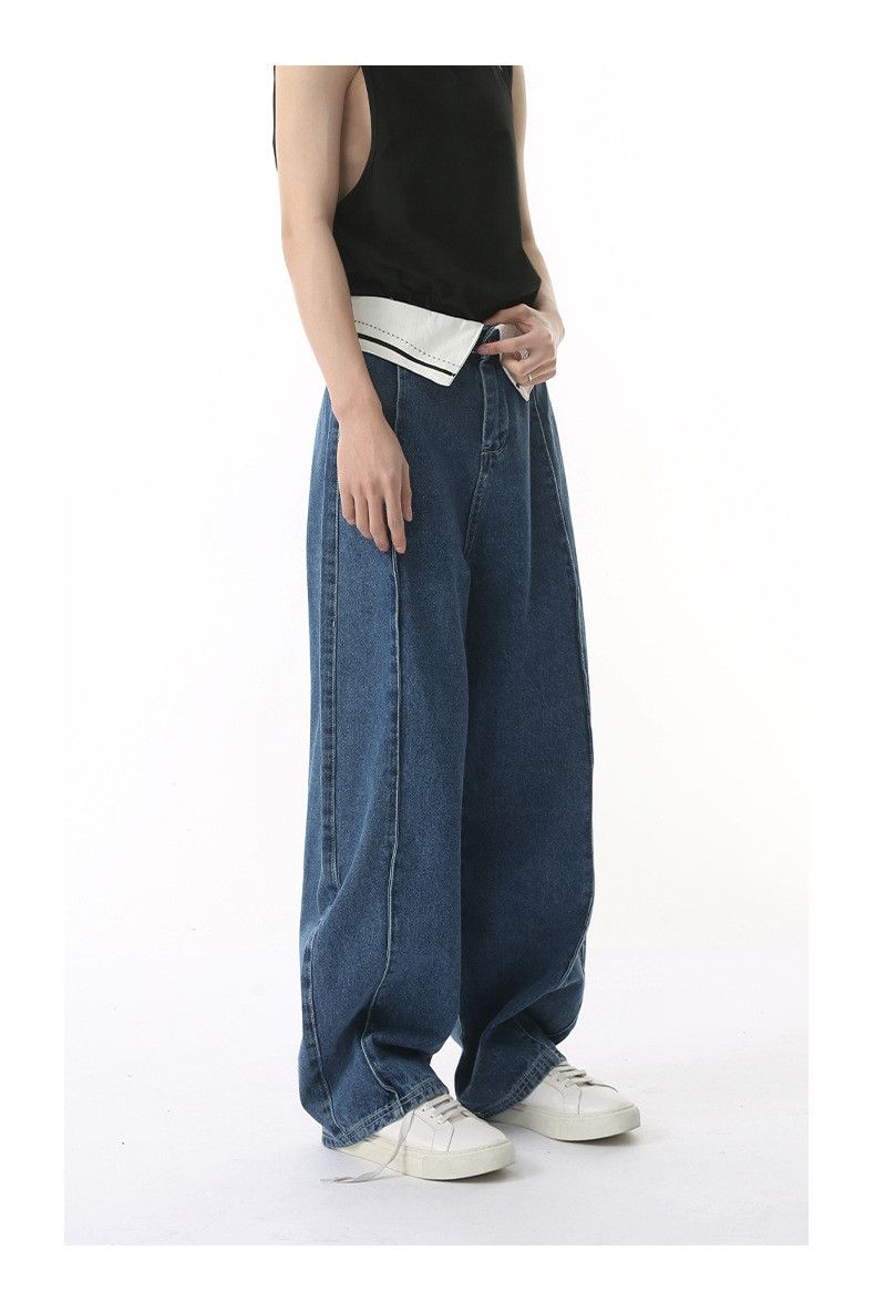 Japanese Brand × Jean Waist cuffed deconstructed vintage wide-leg scimitar jeans Size US 32 / EU 48 - 4 Thumbnail