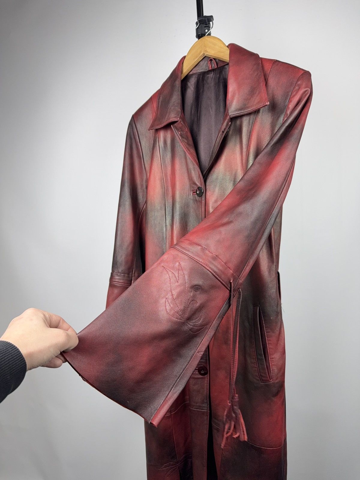 Japanese Brand 90s Y2K Avant-Garde Leather Coat Red Gradient Japan Western Size S / US 4 / IT 40 - 6 Thumbnail