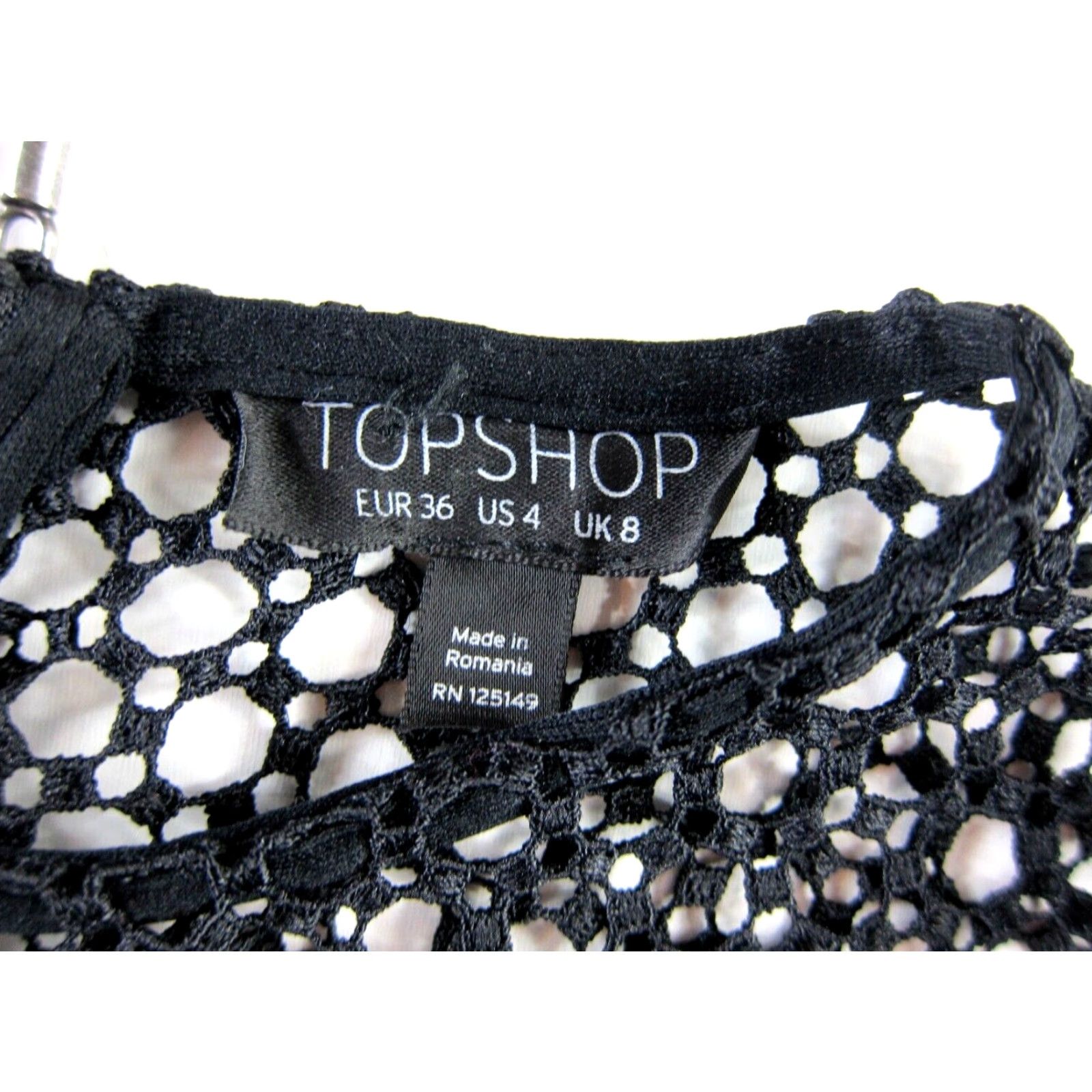 Topshop Topshop Black Crochet Lace Sleeveless Formal Work Midi Sheath Tank Dress 4 Size S / US 4 / IT 40 - 3 Thumbnail