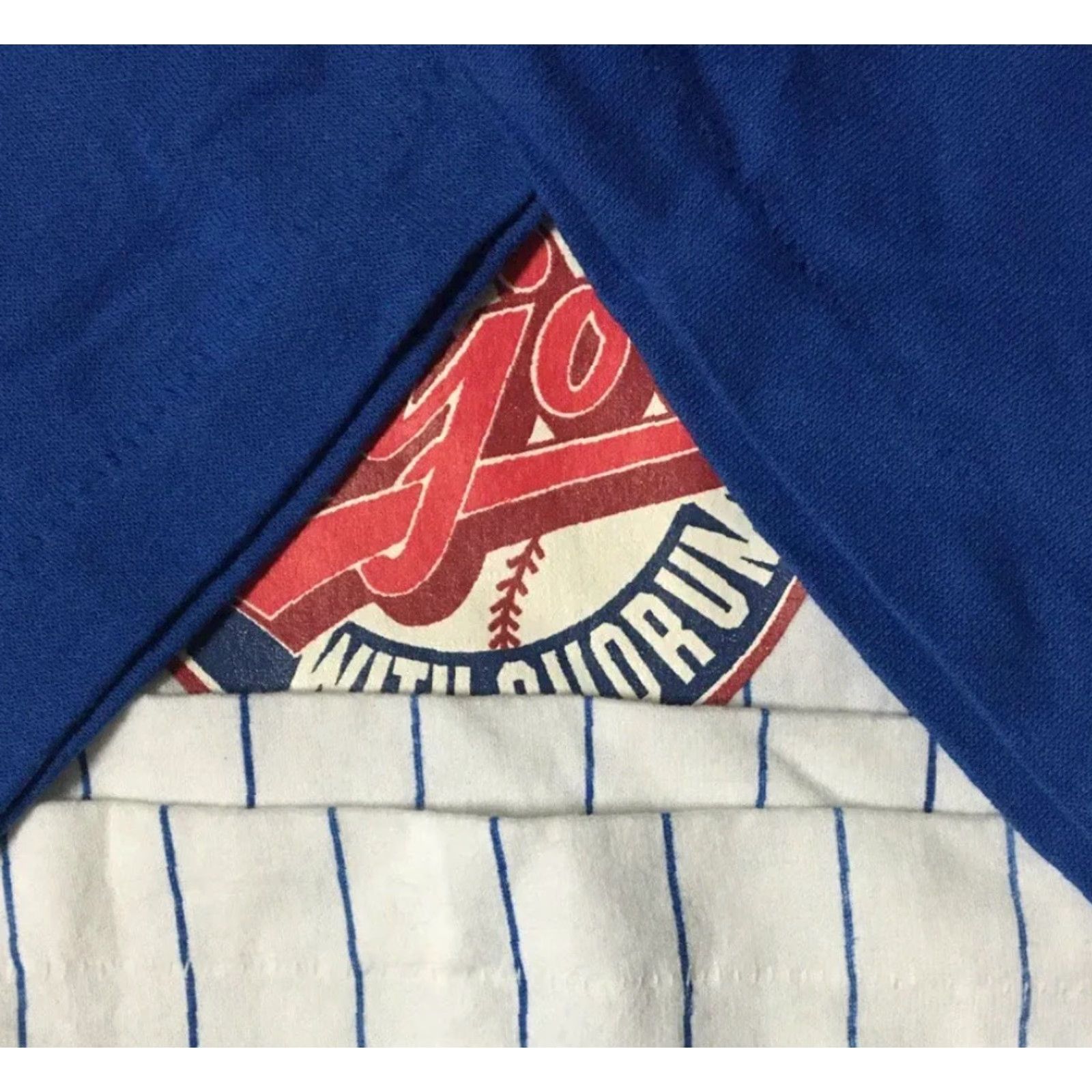 Vintage VINTAGE 90s Come To The Majors With Quorum Faded Striped Baseball Shirt MLB Grunge Shirt Men L Blue Size US L / EU 52-54 / 3 - 5 Thumbnail