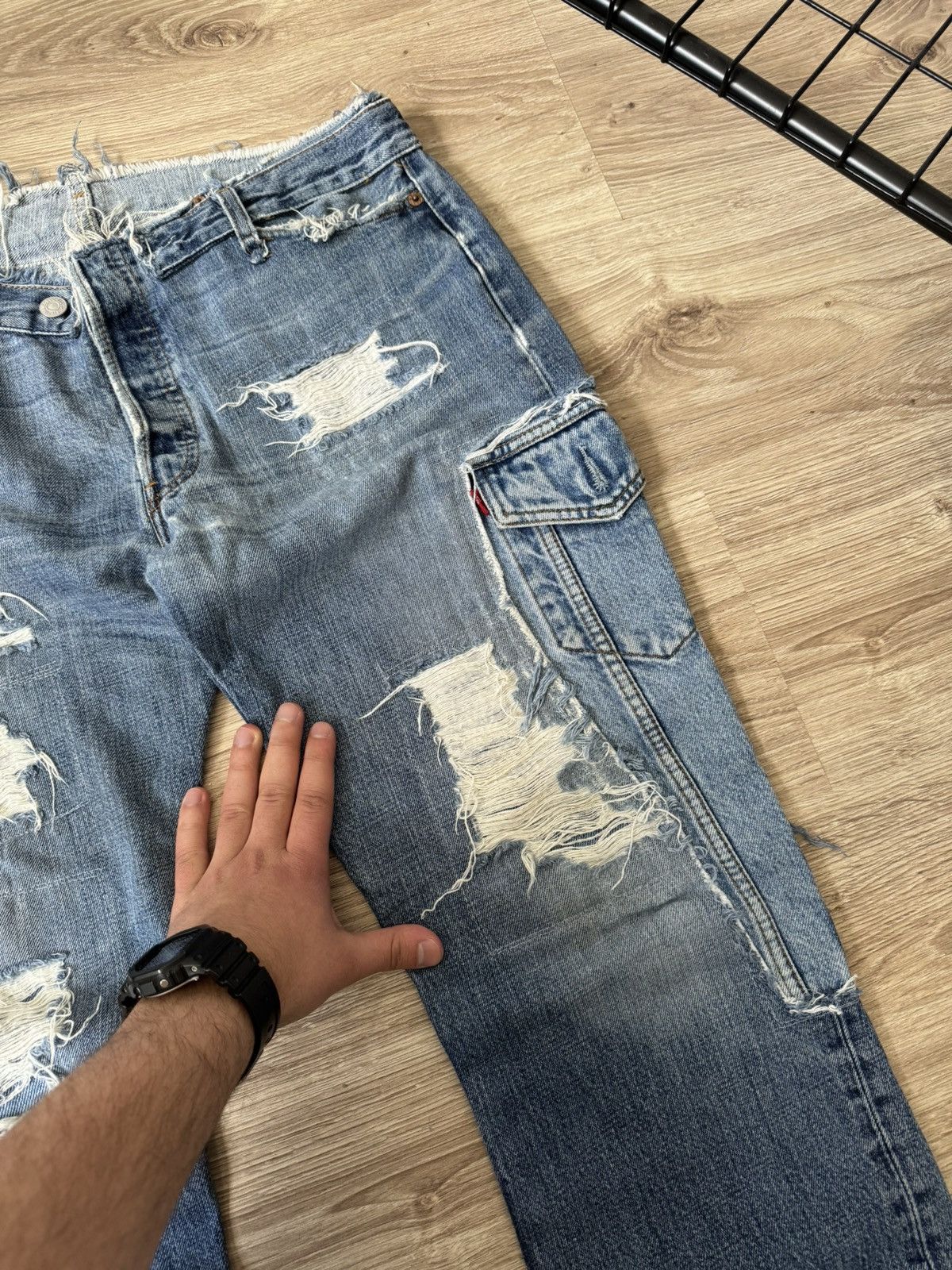 Levi's Vintage Y2K Levi’s Custom Patchwork Distressed Denim Jeans Size US 34 / EU 50 - 3 Thumbnail