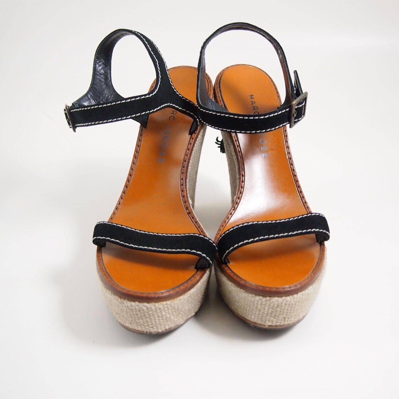 Marc Jacobs Marc Jacobs Wedge Strappy Sandals Black Leather 38.5 US 8.5 Size US 8.5 / IT 38.5 - 3 Thumbnail