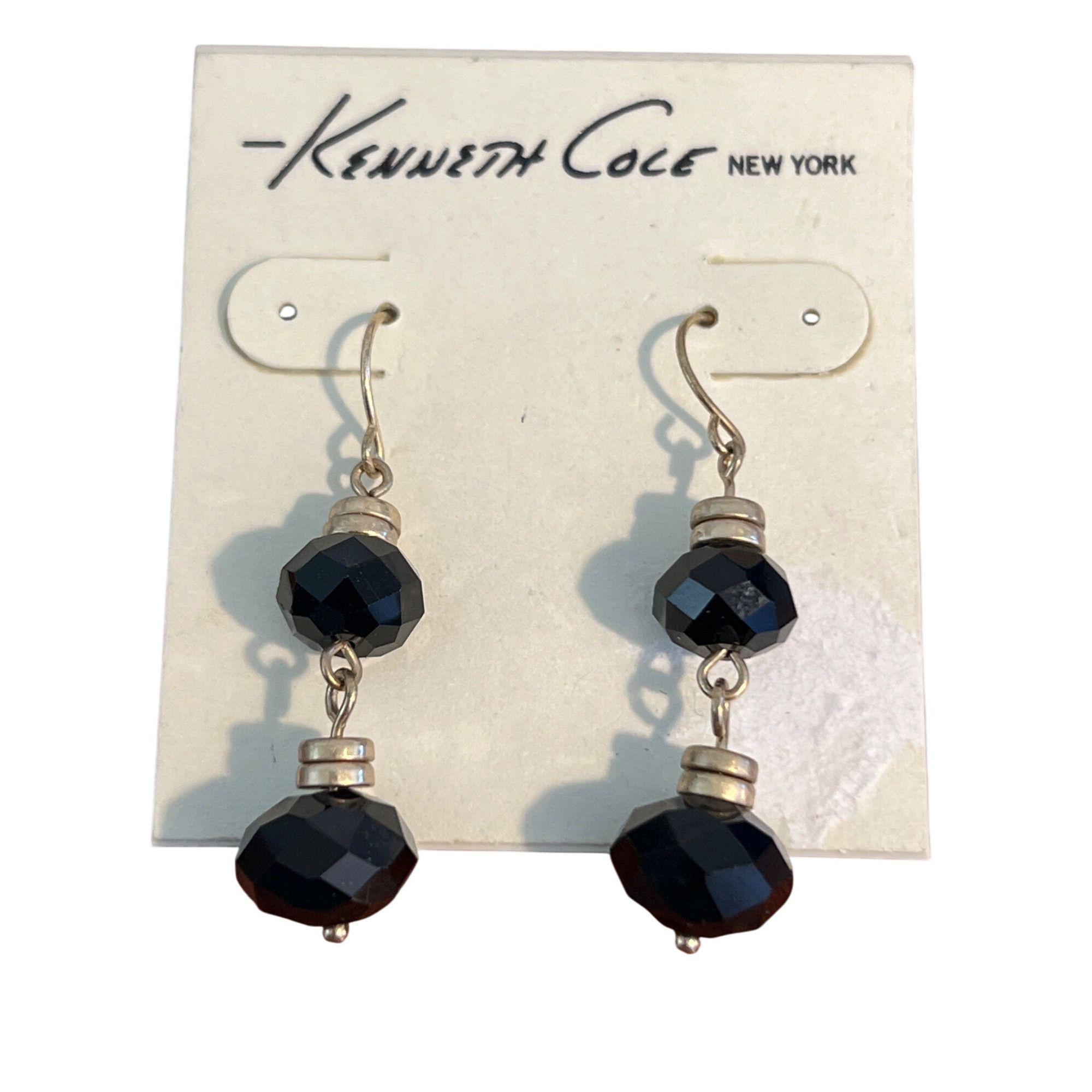 Kenneth Cole Kenneth Cole New York Black Glass Dangle Earrings Gold Tone Size ONE SIZE - 1 Thumbnail