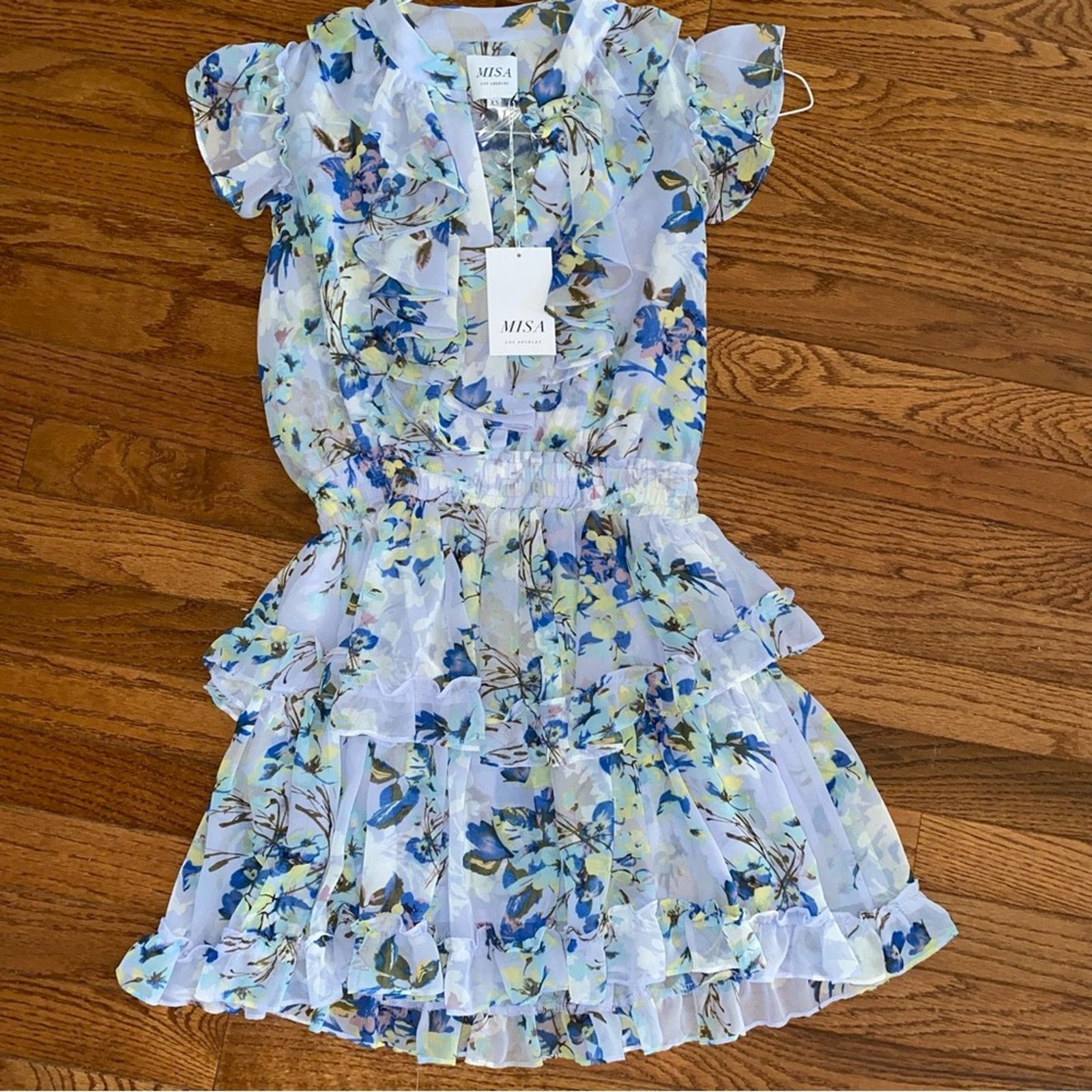 MISA Los Angeles New! $336 Misa Los Angeles Blue Floral Alona Dress XS NWT Size XS / US 0-2 / IT 36-38 - 3 Thumbnail