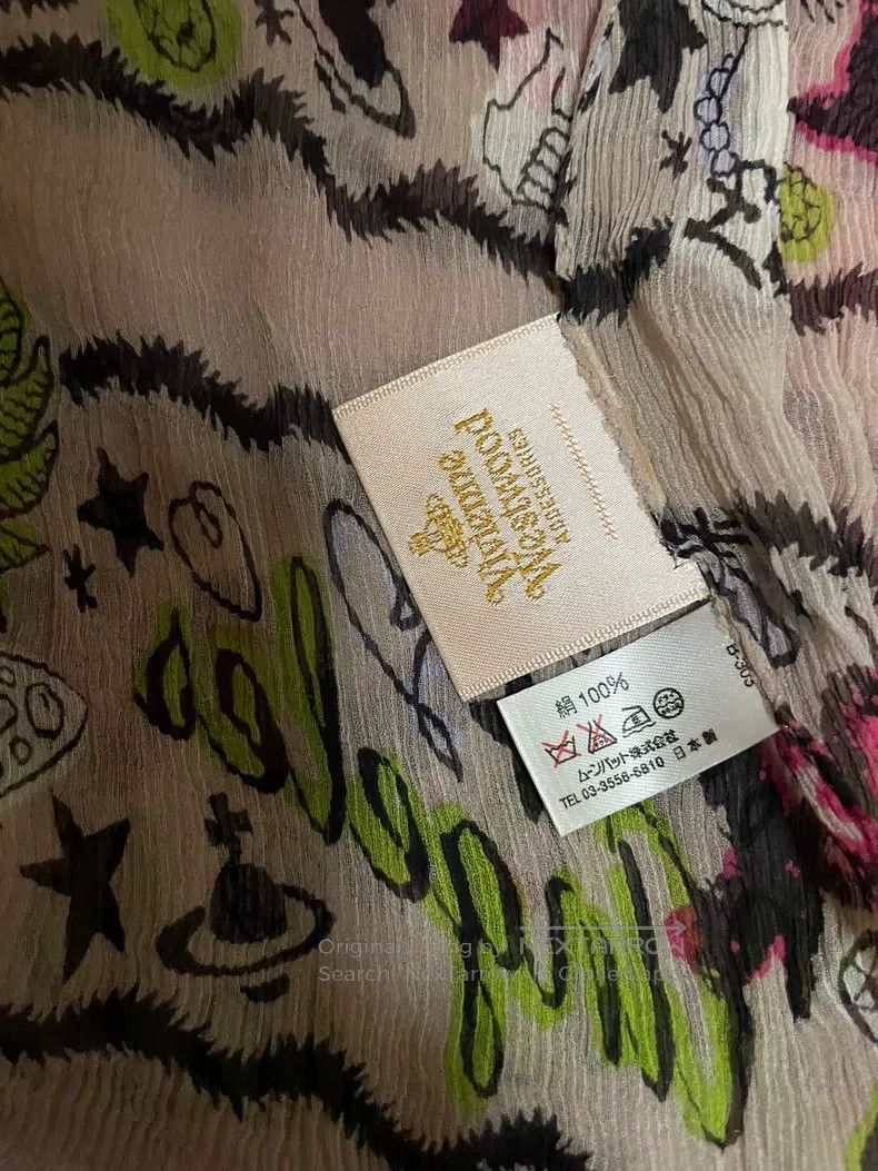 Vivienne Westwood Vivienne Westwood Colorful silk graffiti scarf long scarf, Size ONE SIZE - 8 Thumbnail