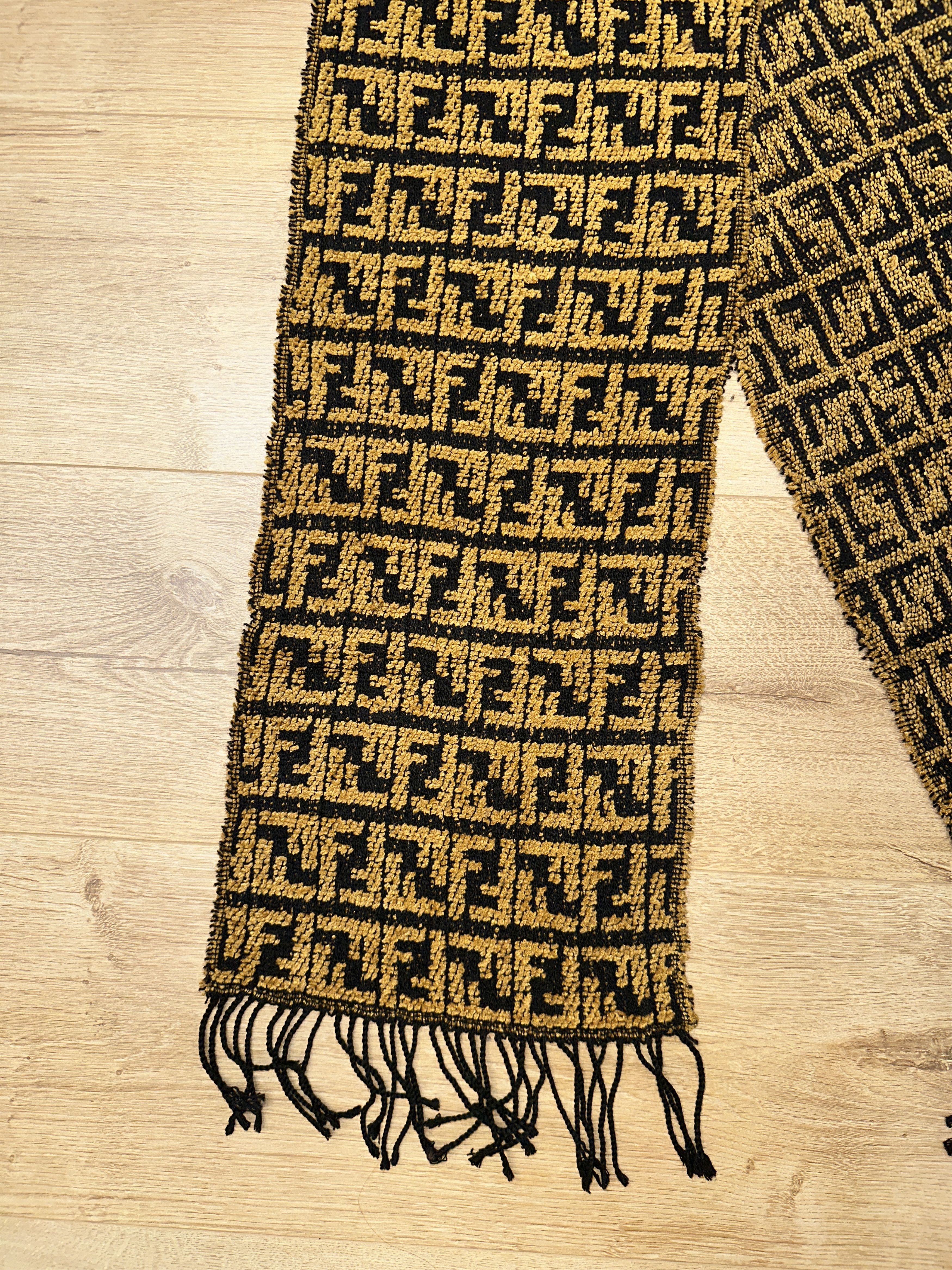 Fendi Gray Fendi Zucca Vintage Wool Scarf 165x30cm Logo Check Size ONE SIZE - 8 Thumbnail