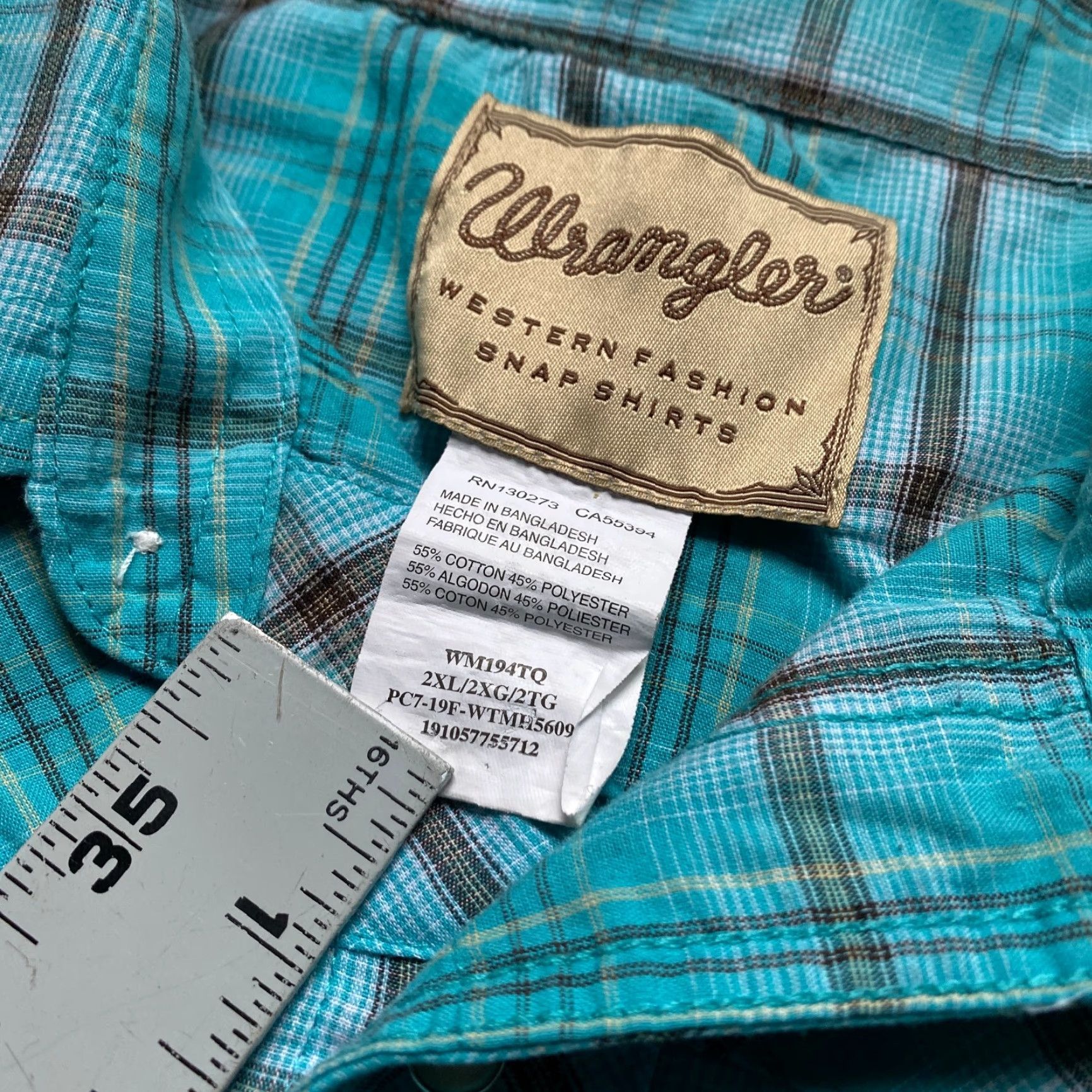 Wrangler VINTAGE Wrangler Button-Up Shirt Plaid Long Sleeve 2XL Blue Men’s Casual Western Size US XXL / EU 58 / 5 - 4 Thumbnail