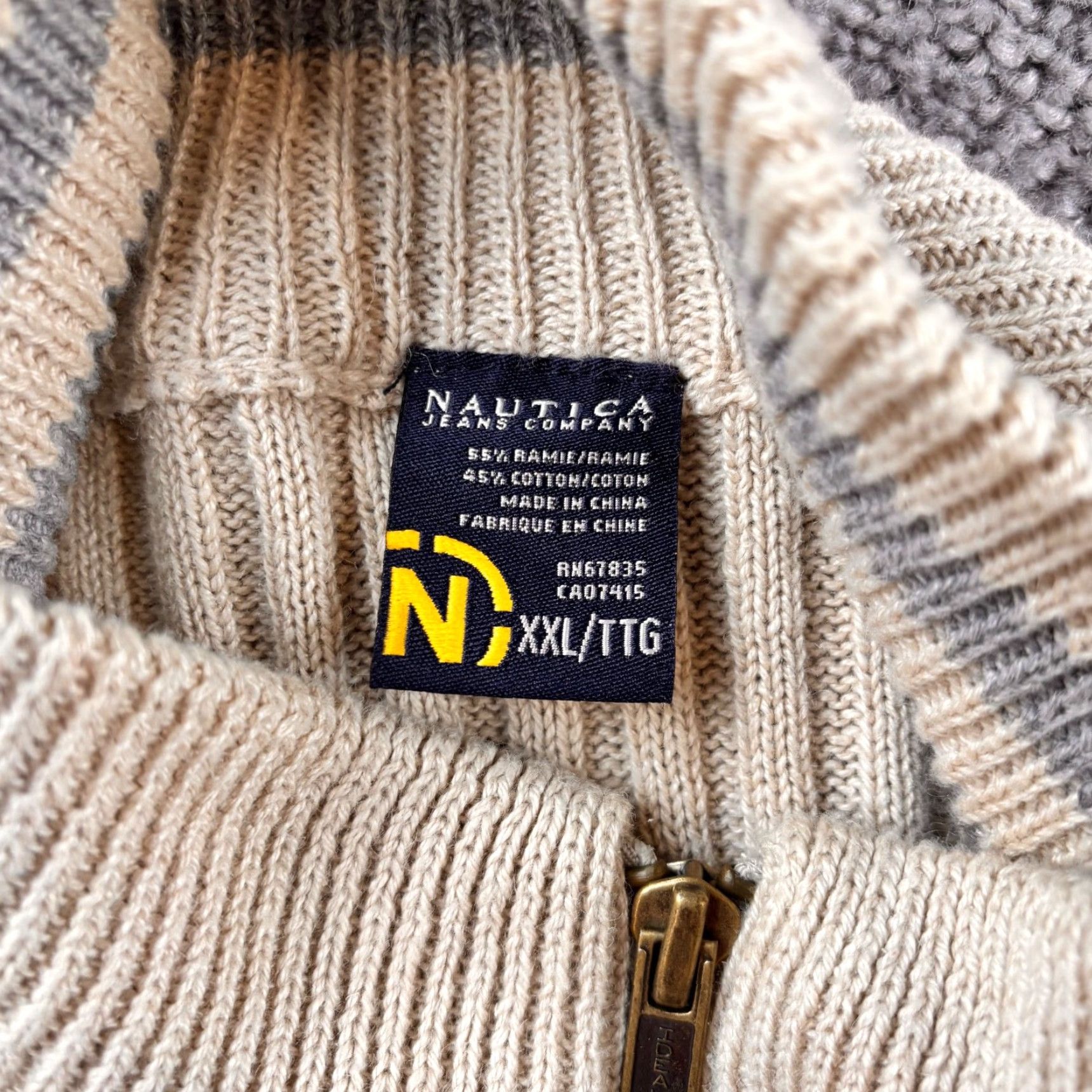 Nautica VINTAGE Nautica Sweater Mens 2XL Beige Full Zip Rib Knit Preppy Casual Shirt Pullover MENS Regular Long Sleeve Knit Polyester Solid Fashion Size US XXL / EU 58 / 5 - 3 Thumbnail