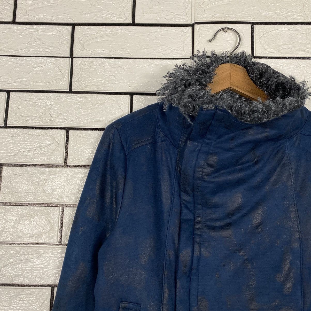 Japanese Brand Cropped Parachute Leather Jacket Spiralgirl Faux Fur Blanket Size M / US 6-8 / IT 42-44 - 8 Thumbnail