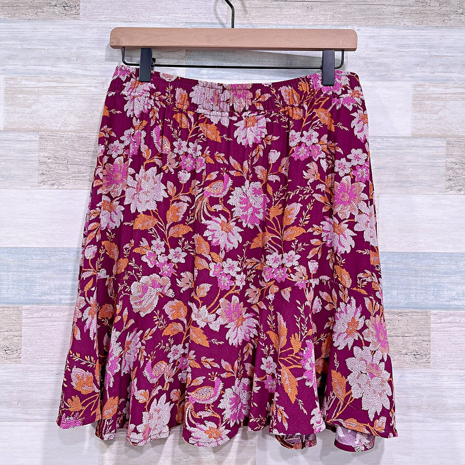 Loft LOFT Floral Tiered Flippy Skirt Burgundy Womens Medium Size 30" / US 8 / IT 44 - 4 Thumbnail