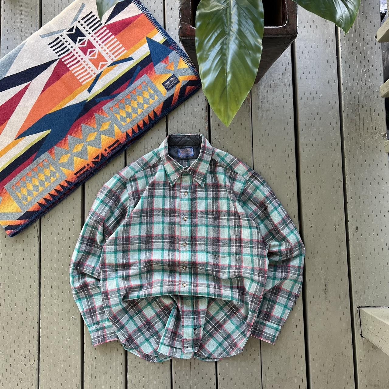 Pendleton × Vintage Vintage 80's Pendleton Flannel Wool Shadow Plaid Flap Pocket Size US L / EU 52-54 / 3 - 2 Thumbnail