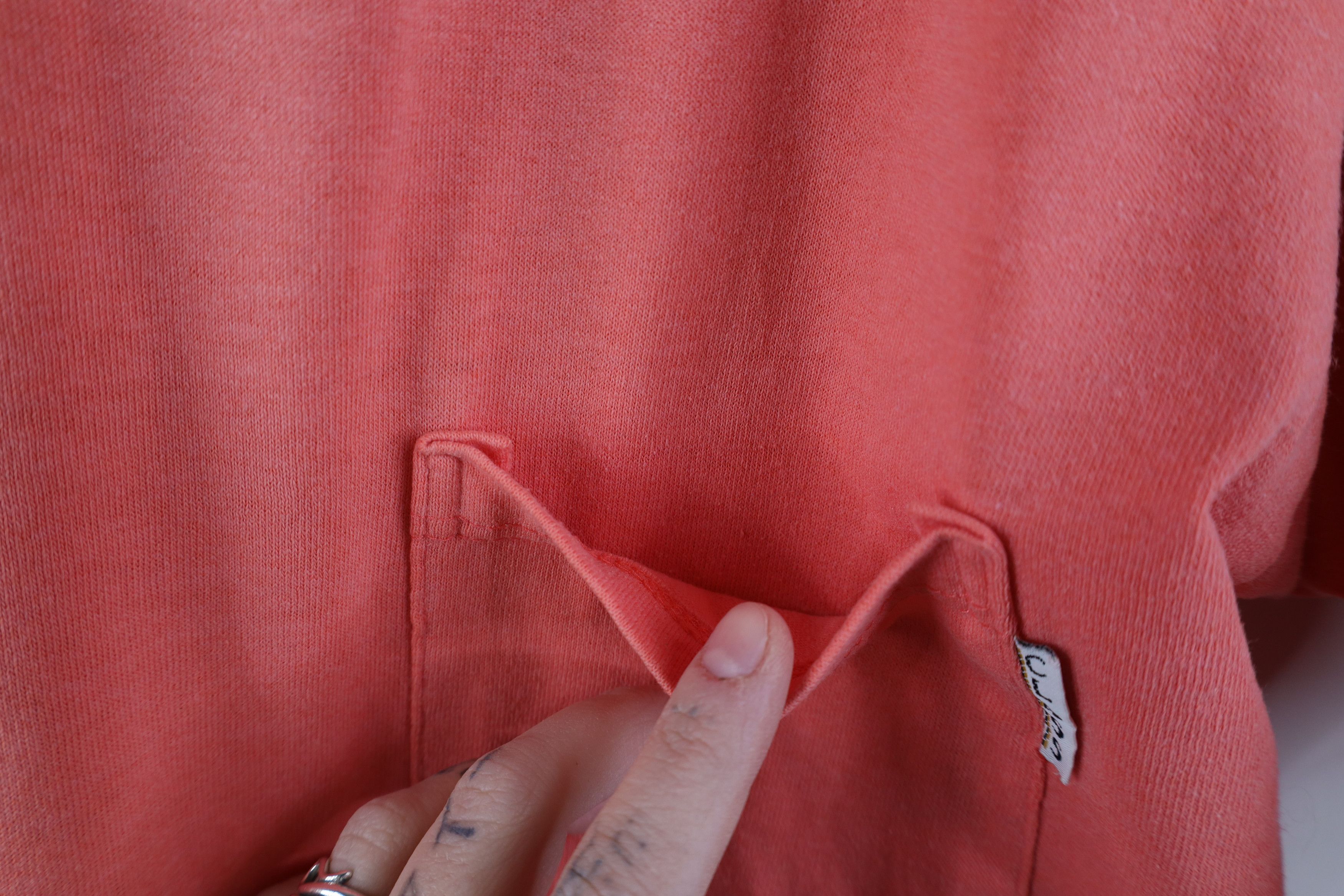 Vintage Vintage 90s Streetwear Blank Boxy Pocket T-Shirt Salmon USA Size L / US 10 / IT 46 - 5 Thumbnail