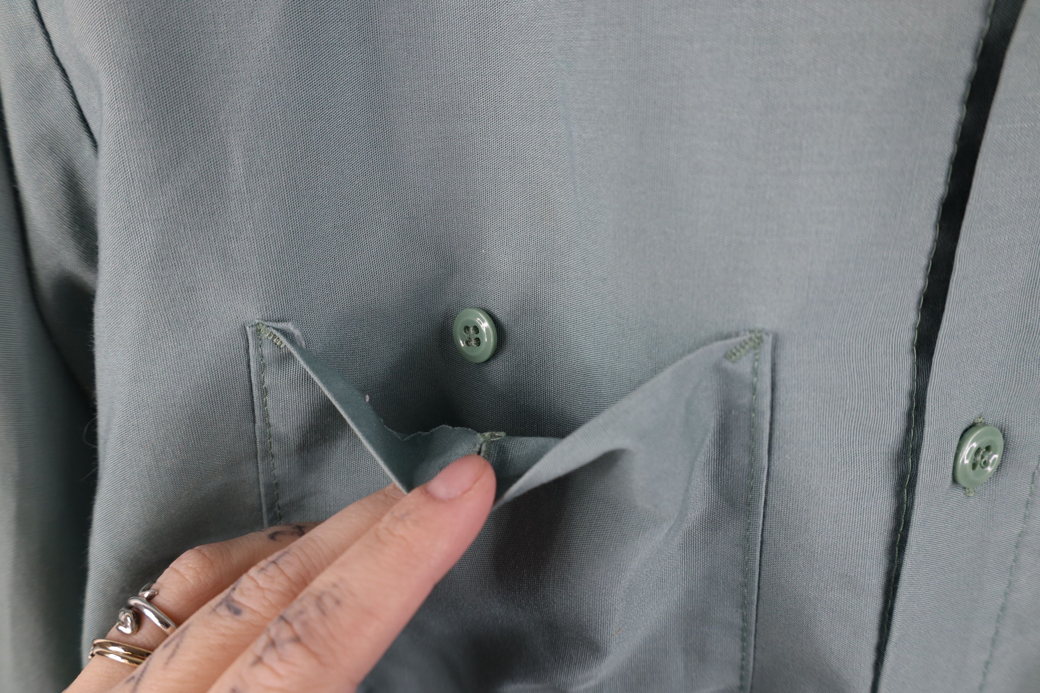 Vintage Vintage 70s Streetwear Mechanic Button Shirt Teal USA Size US M / EU 48-50 / 2 - 9 Thumbnail