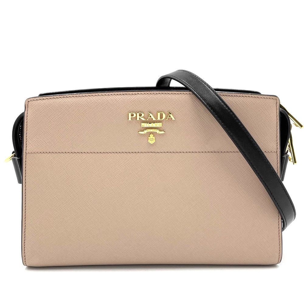 Prada Shoulder Bag Crossbody Small Saffiano Bag Leather Pink Beige